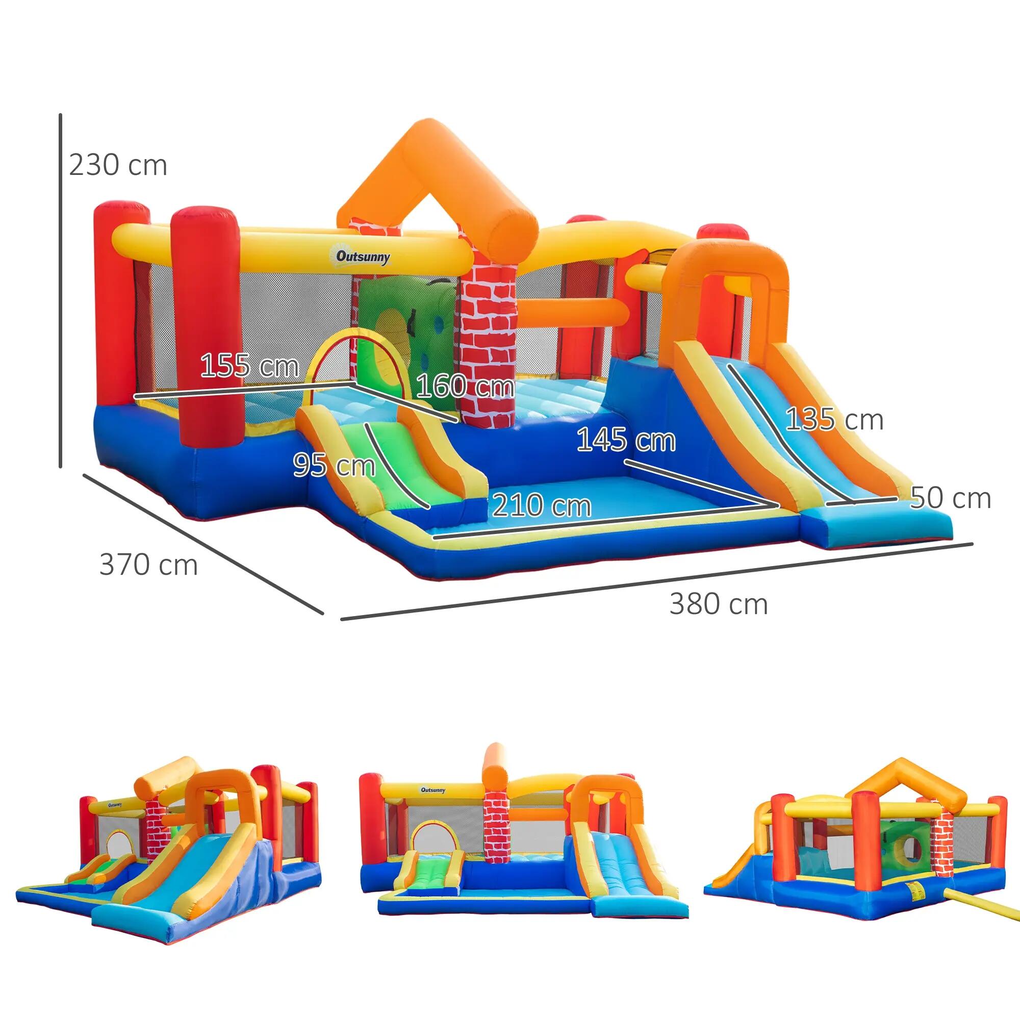 Castelo Insuflável 380x370x230 cm Multicor Outsunny 3/8