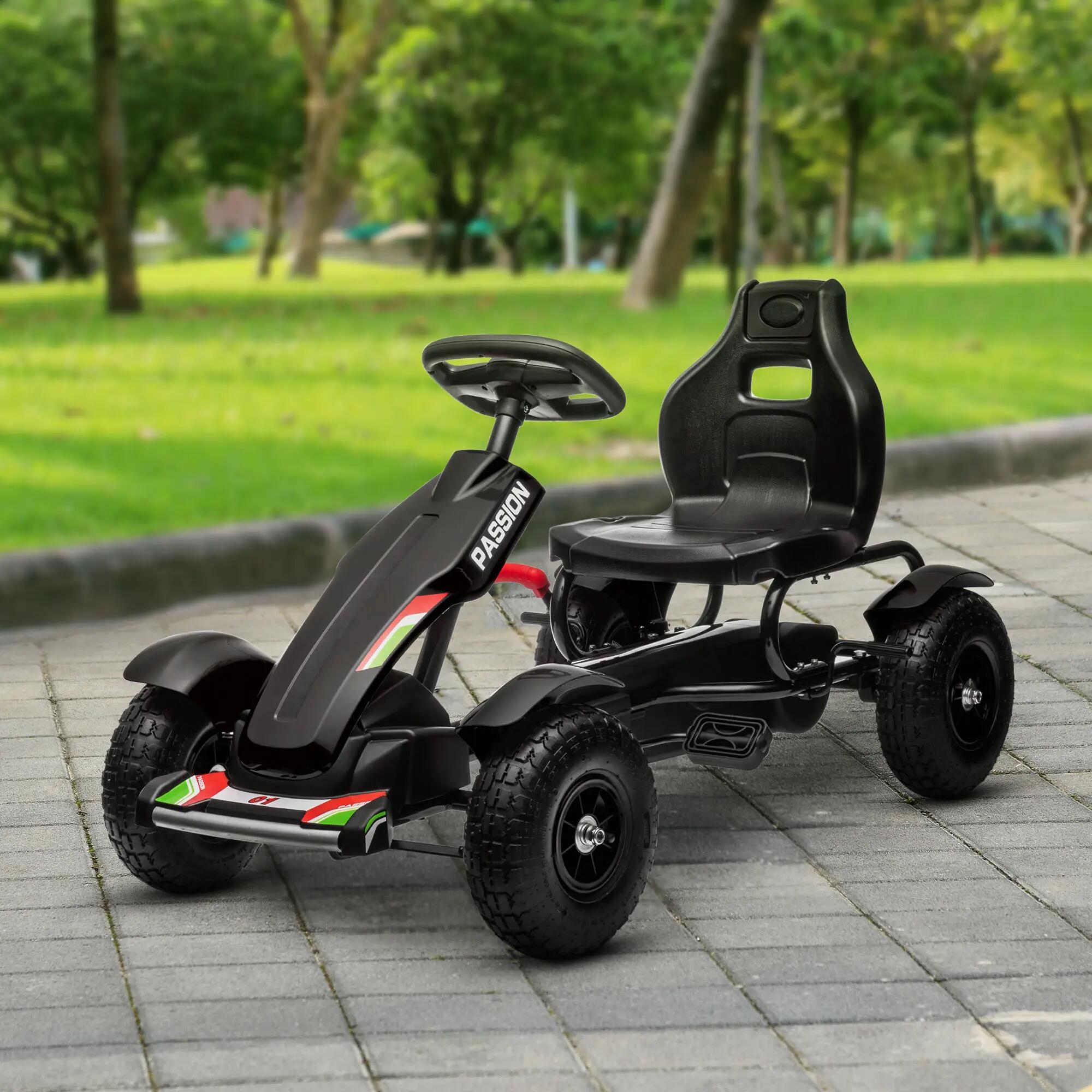 Kart a pedais para crianças com assento ajustável preto 2/7