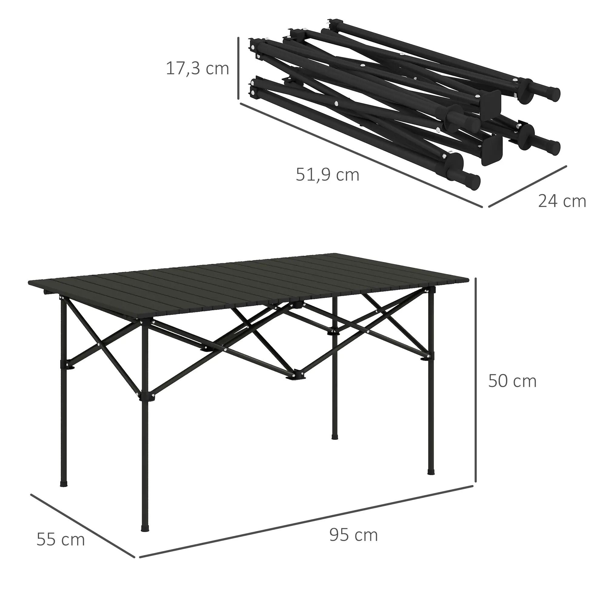 Mesa de campismo 95x55x50 cm black Outsunny 3/7