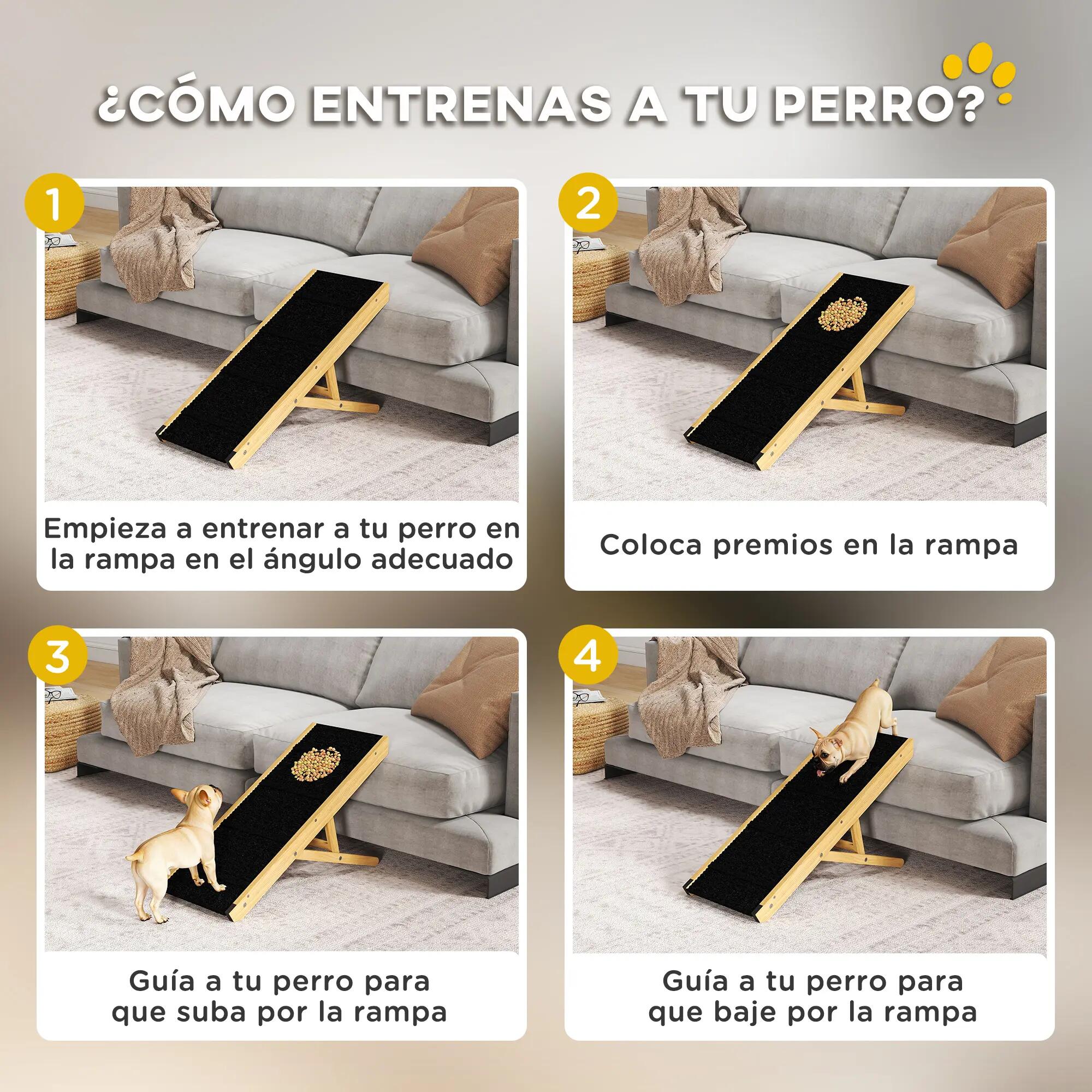 Rampa para cães 83.5x 35x 47.5cm natural e preto PawHut 5/7
