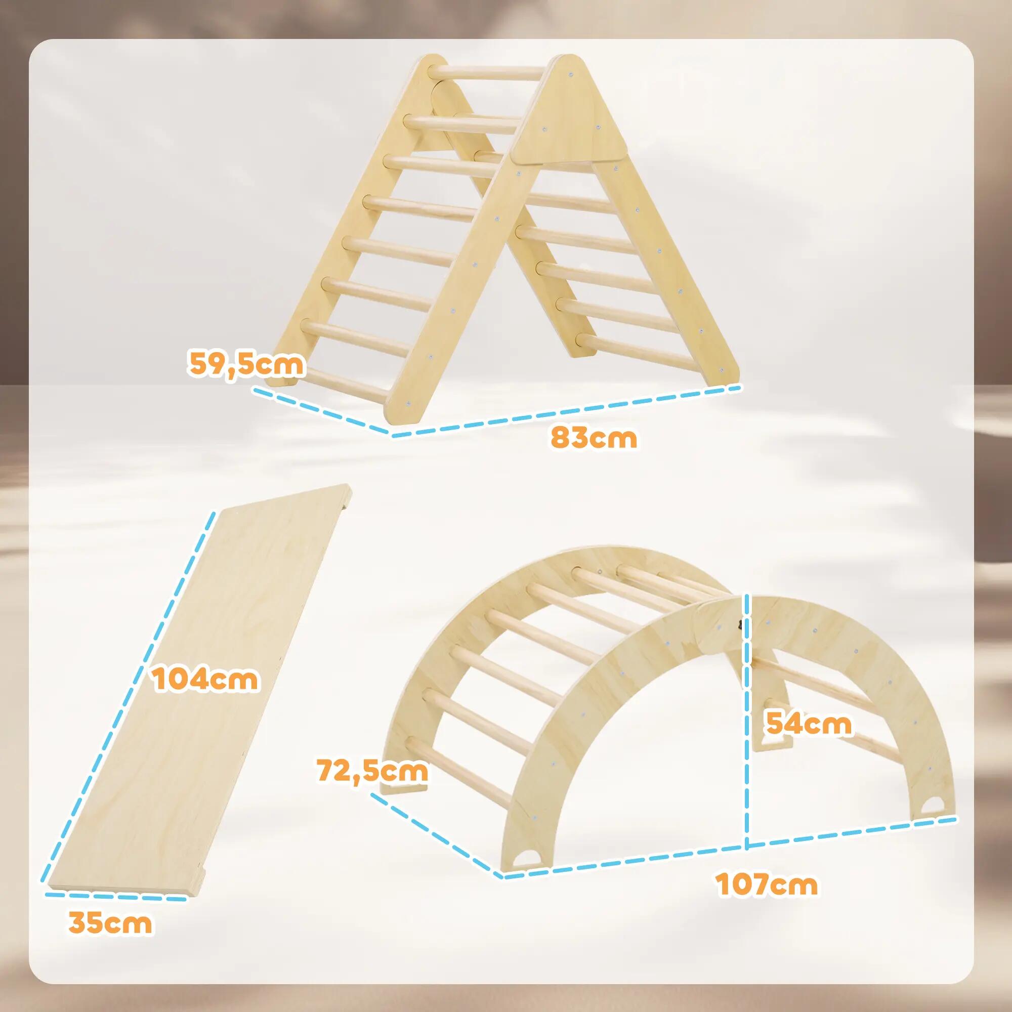 Escalador para Niños AIYAPLAY 219x72.5x68.5 cm Madera Natural 3/7