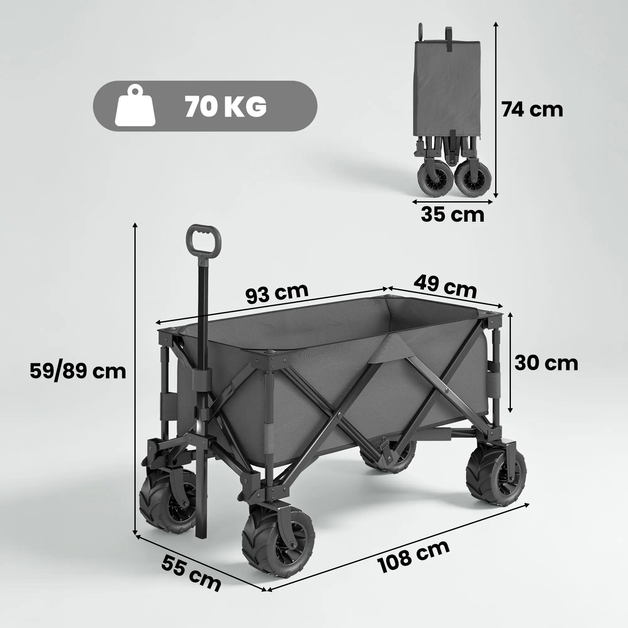 Carro de playa Outsunny 108x55x89 cm Gris Oscuro 3/7