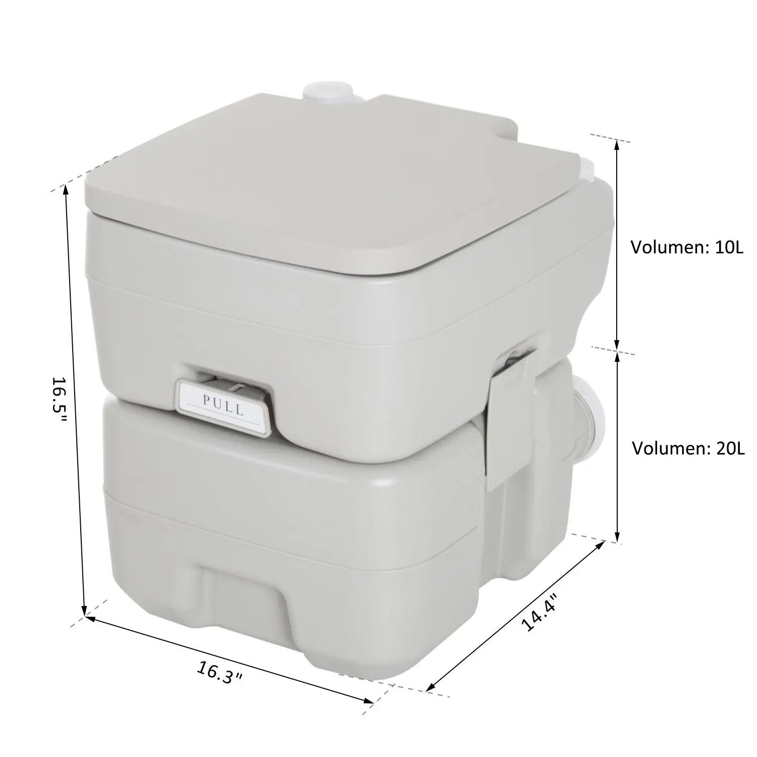 Inodoro Portátil HOMCOM 41.5x36.5x42 cm Gris Claro 3/5