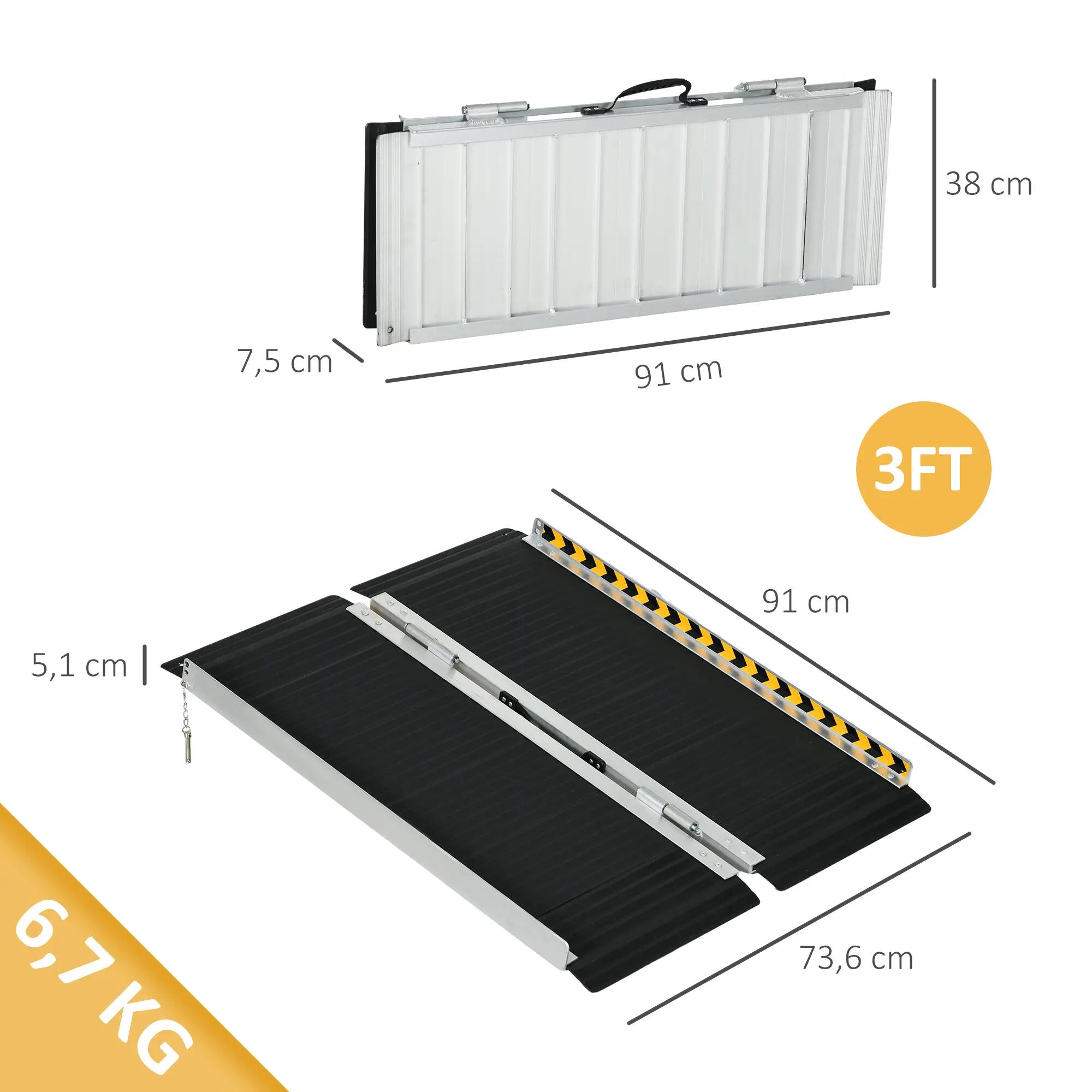 Rampa para cadeira de rodas 91x73,6x5,1 cm preto HOMCOM 3/7