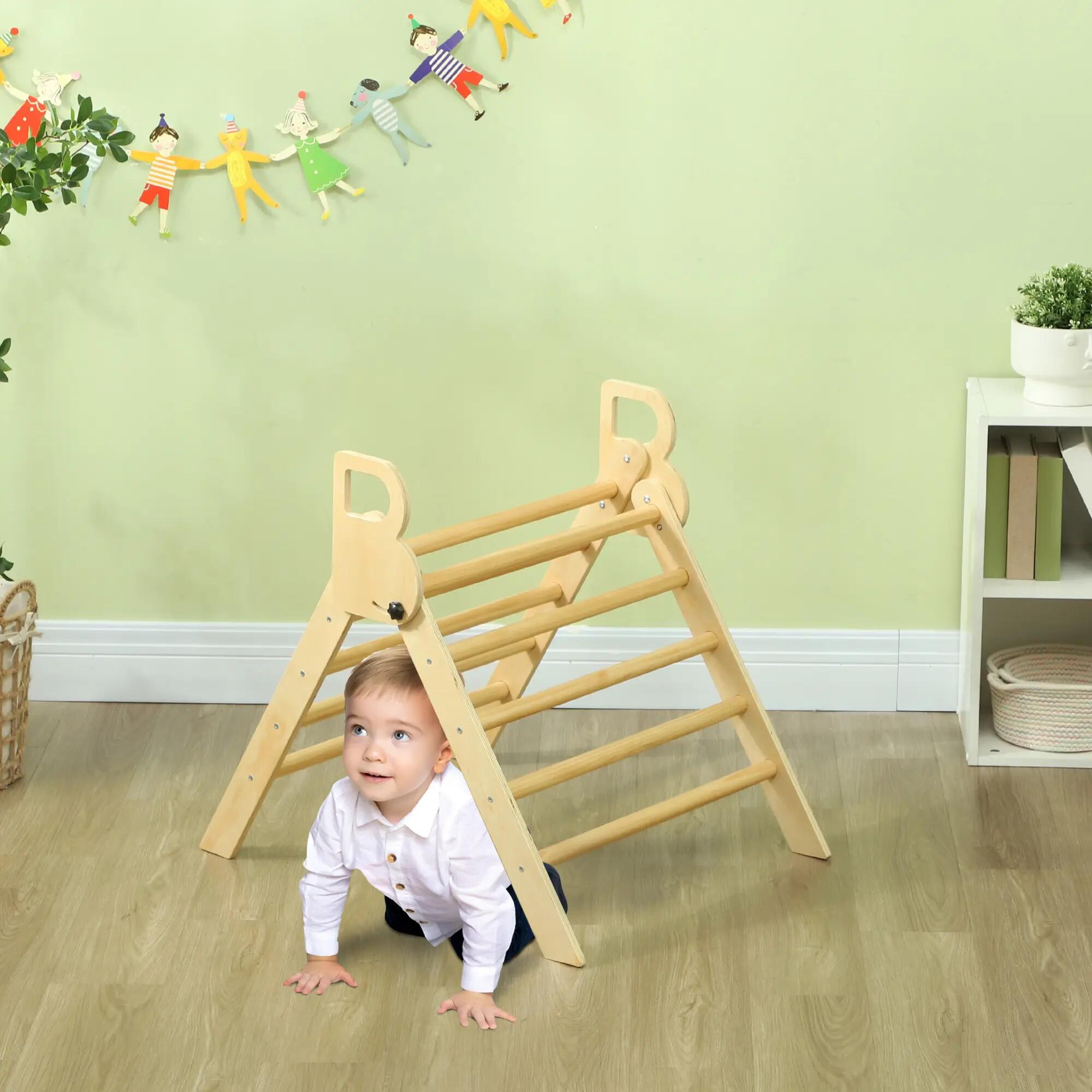 Escalador para Niños AIYAPLAY 82x66x71 cm Madera Natural 4/10