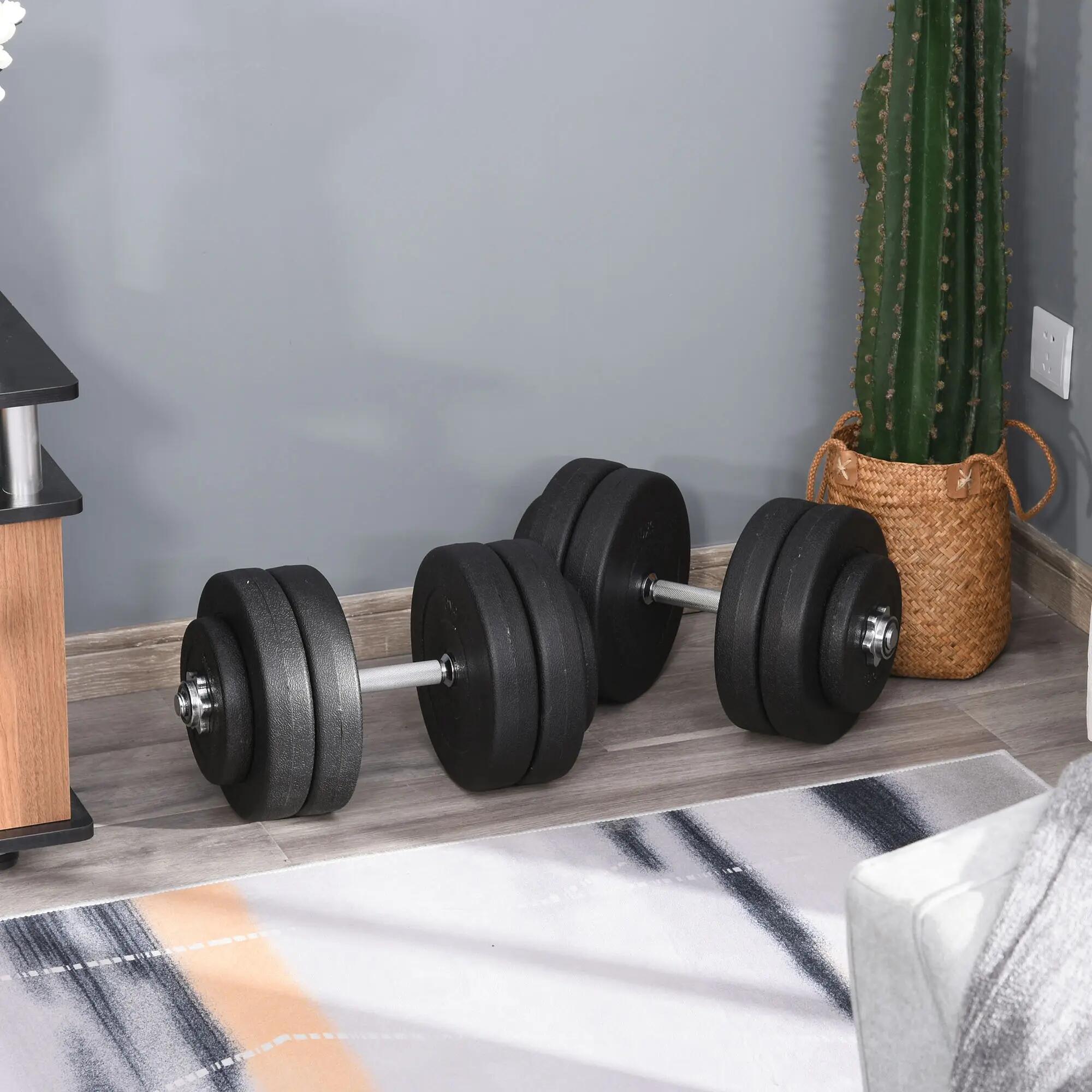 Kit de Haltere Ajustável 2x25 kg (5-25 kg) Musculação Corength HOMCOM 2/6