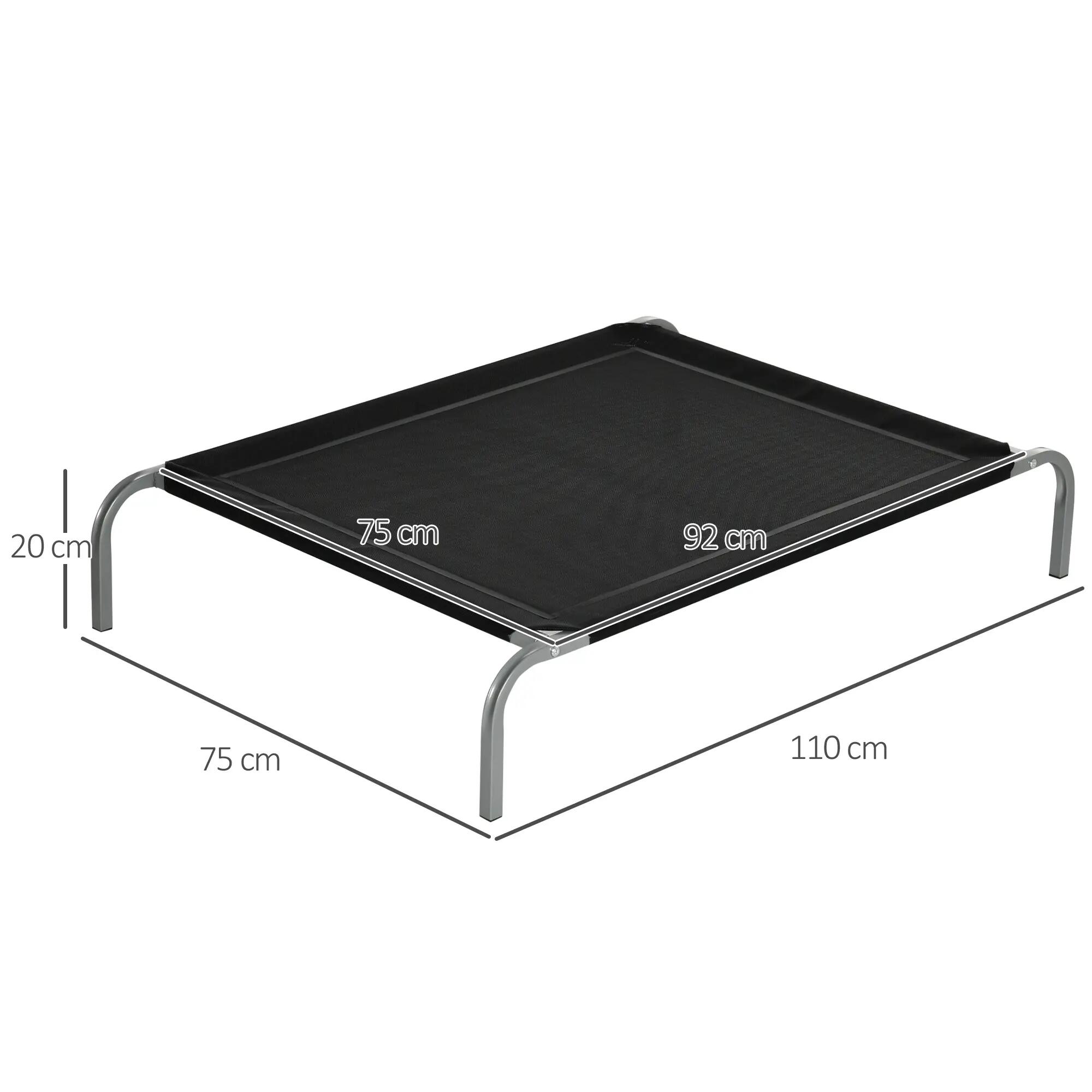Cama elevada para cães 110x75x20 cm preto PawHut 3/7