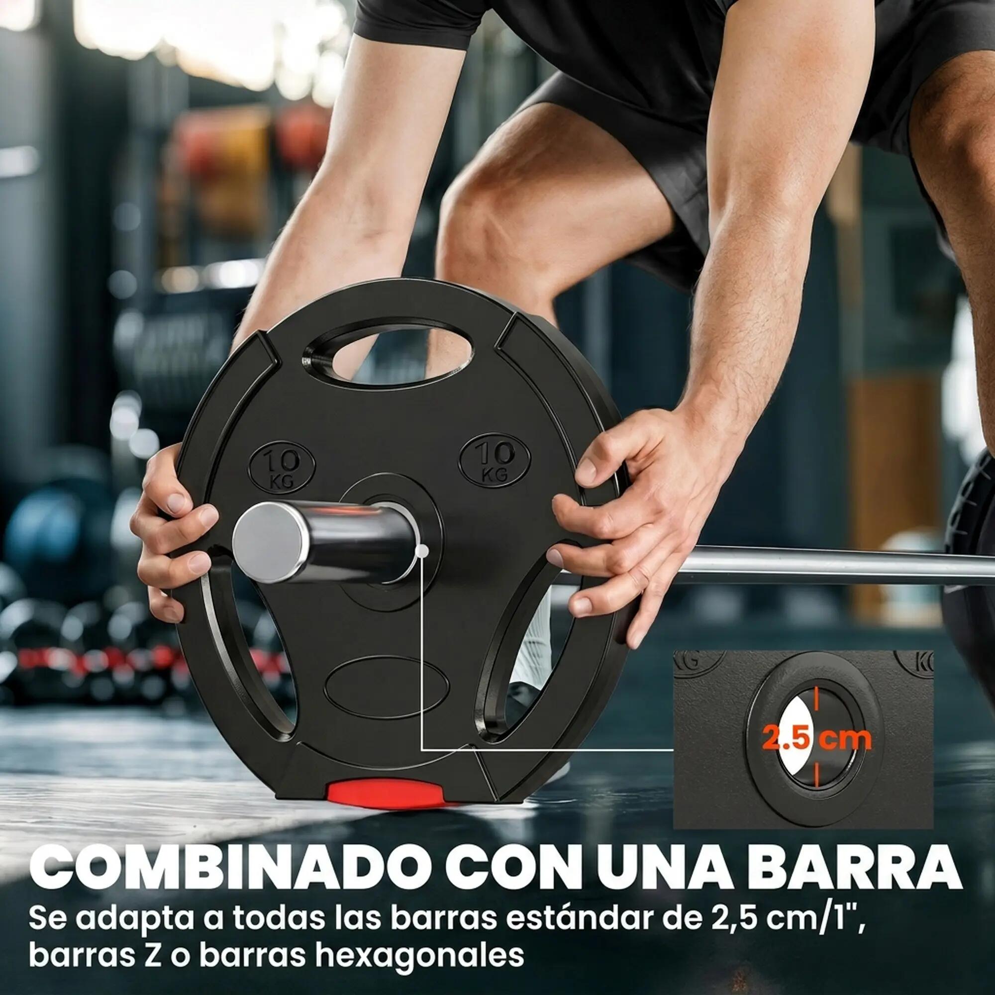 Conjunto 4 Discos de Musculação 30 kg 2x10 kg 2x5 kg Ø25 mm para Halteres 4/8