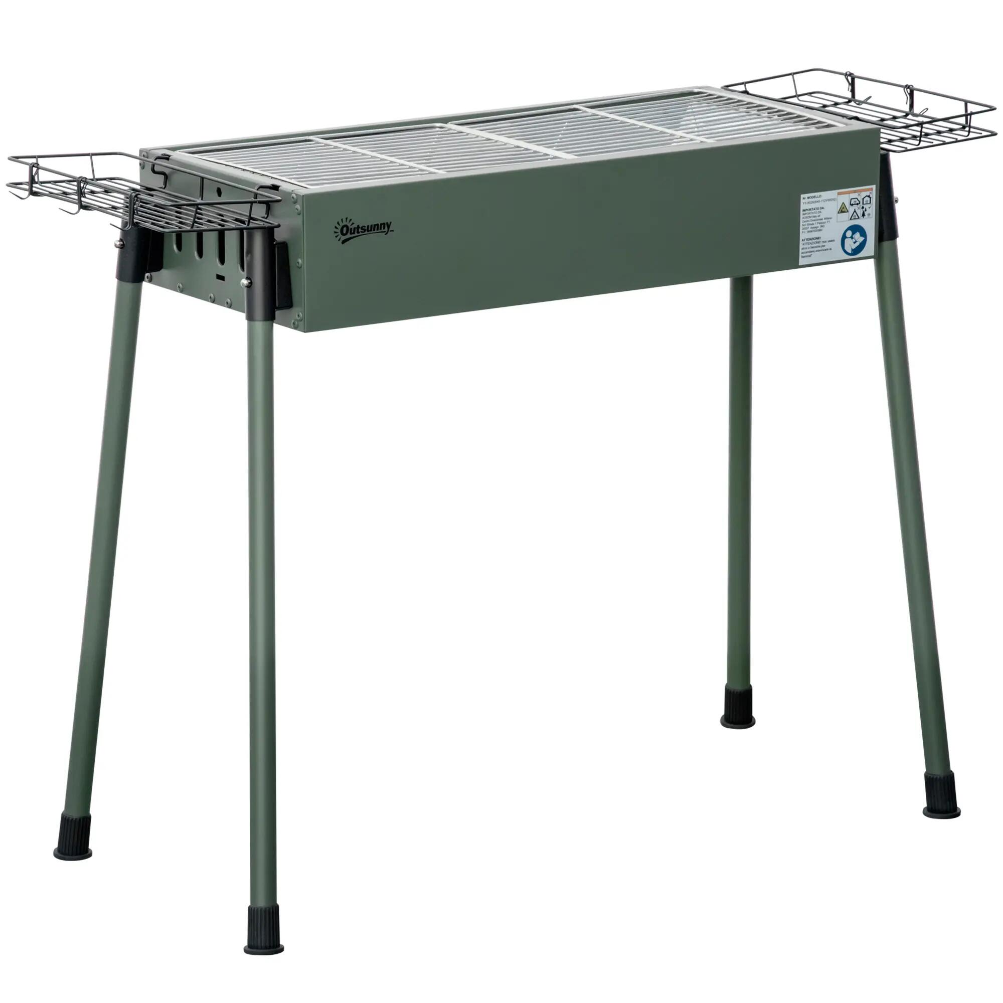Barbacoa de Carbón Outsunny 94x39x70 cm Verde Oscuro 1/5