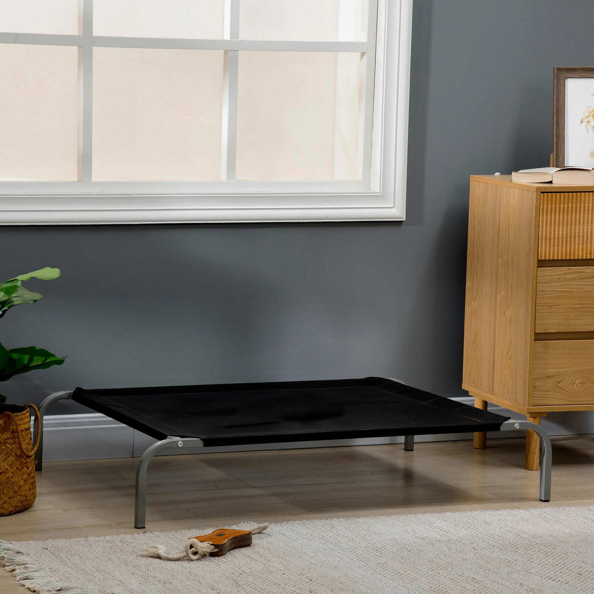 Cama elevada para cães 110x75x20 cm preto PawHut 2/7