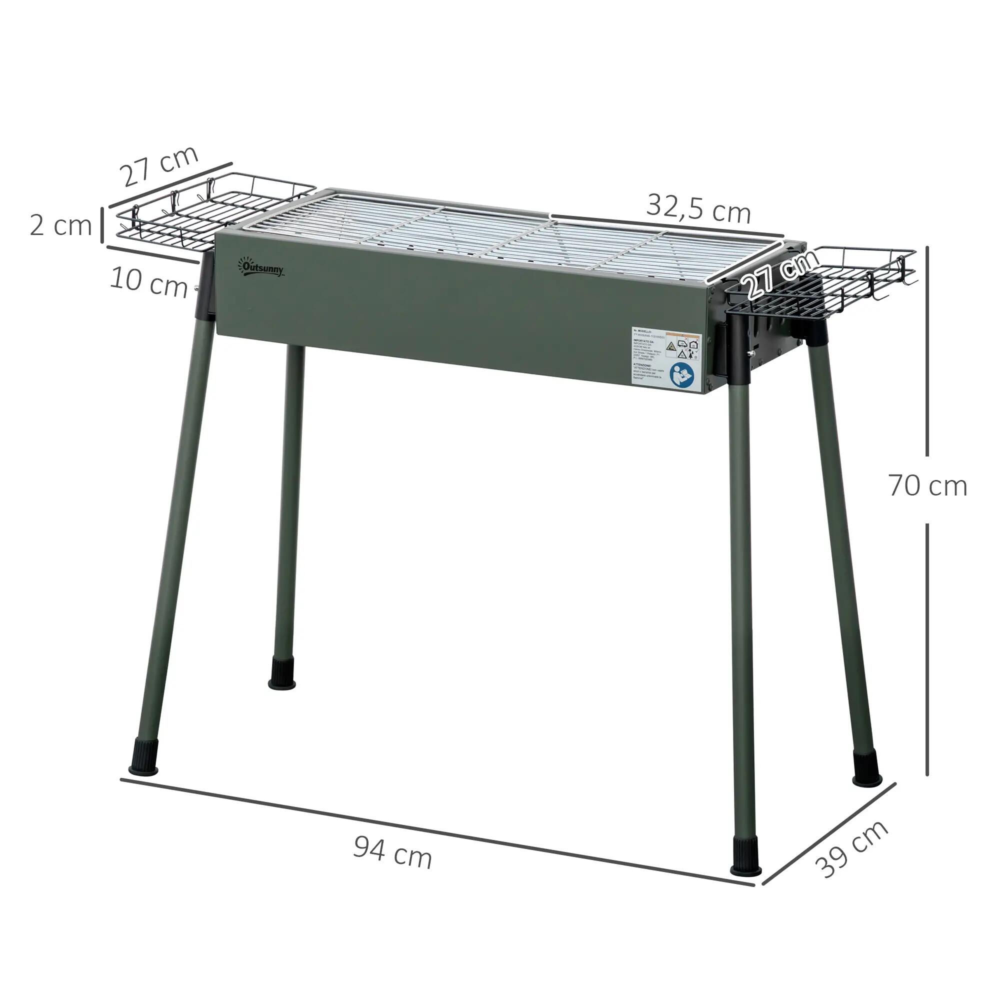 Barbacoa de Carbón Outsunny 94x39x70 cm Verde Oscuro 3/5