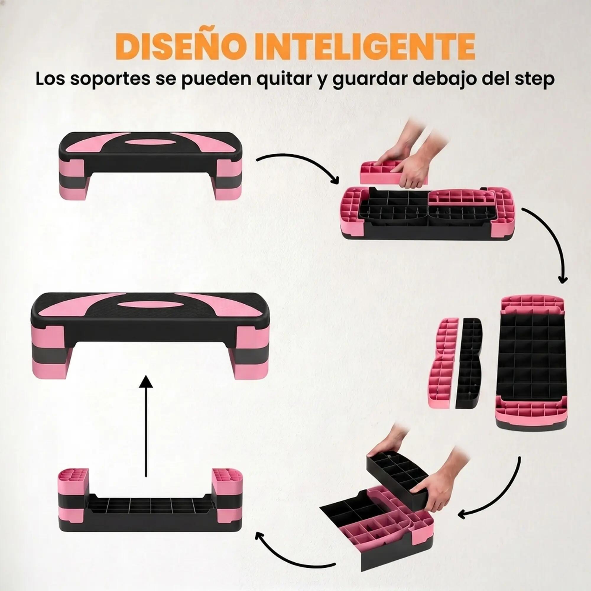 Step de Fitness Ajustável 10/15/20 cm HOMCOM Rosa 4/9