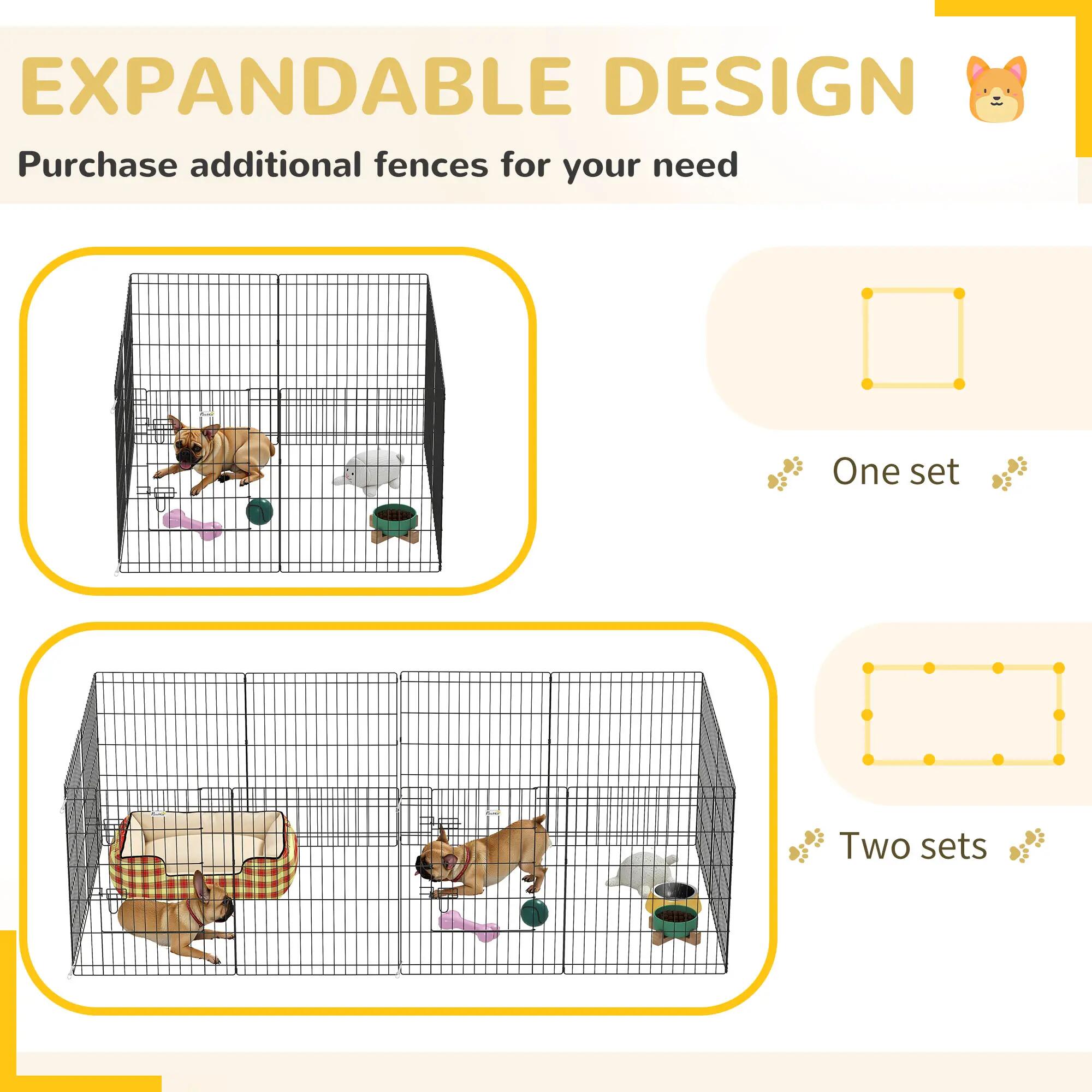 Parque para cães 76x61cm preto PawHut 4/7