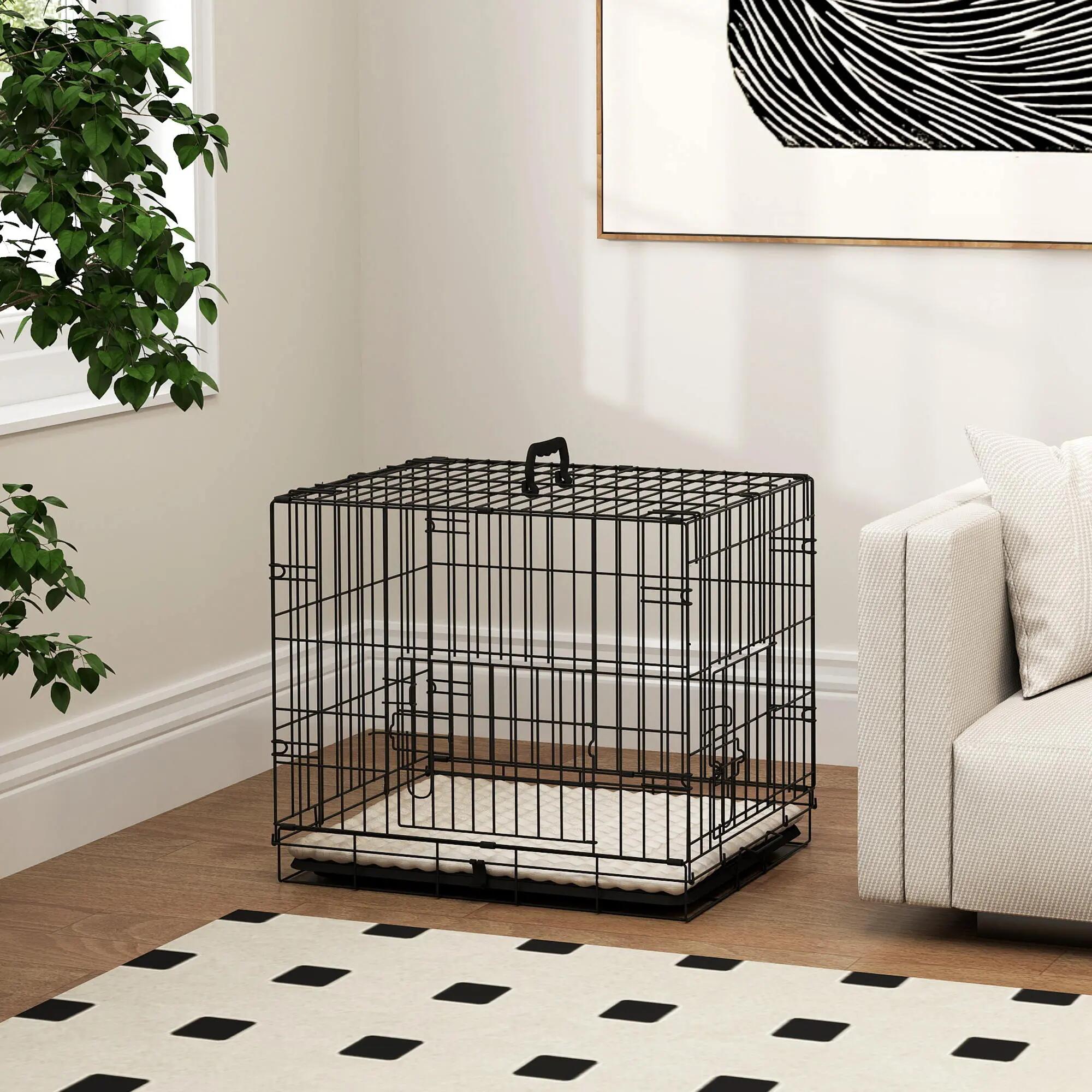 Gaiola para cães 60x40x50 cm preto PawHut 2/7