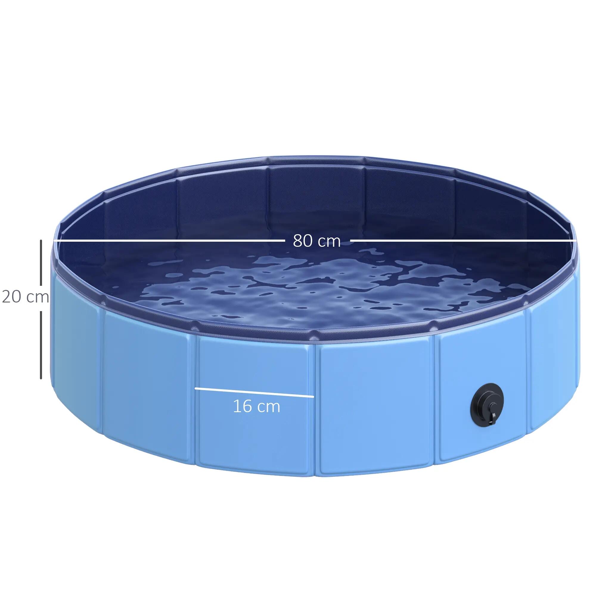 Piscina para Mascotas PawHut Ø80x20 cm Azul 3/7