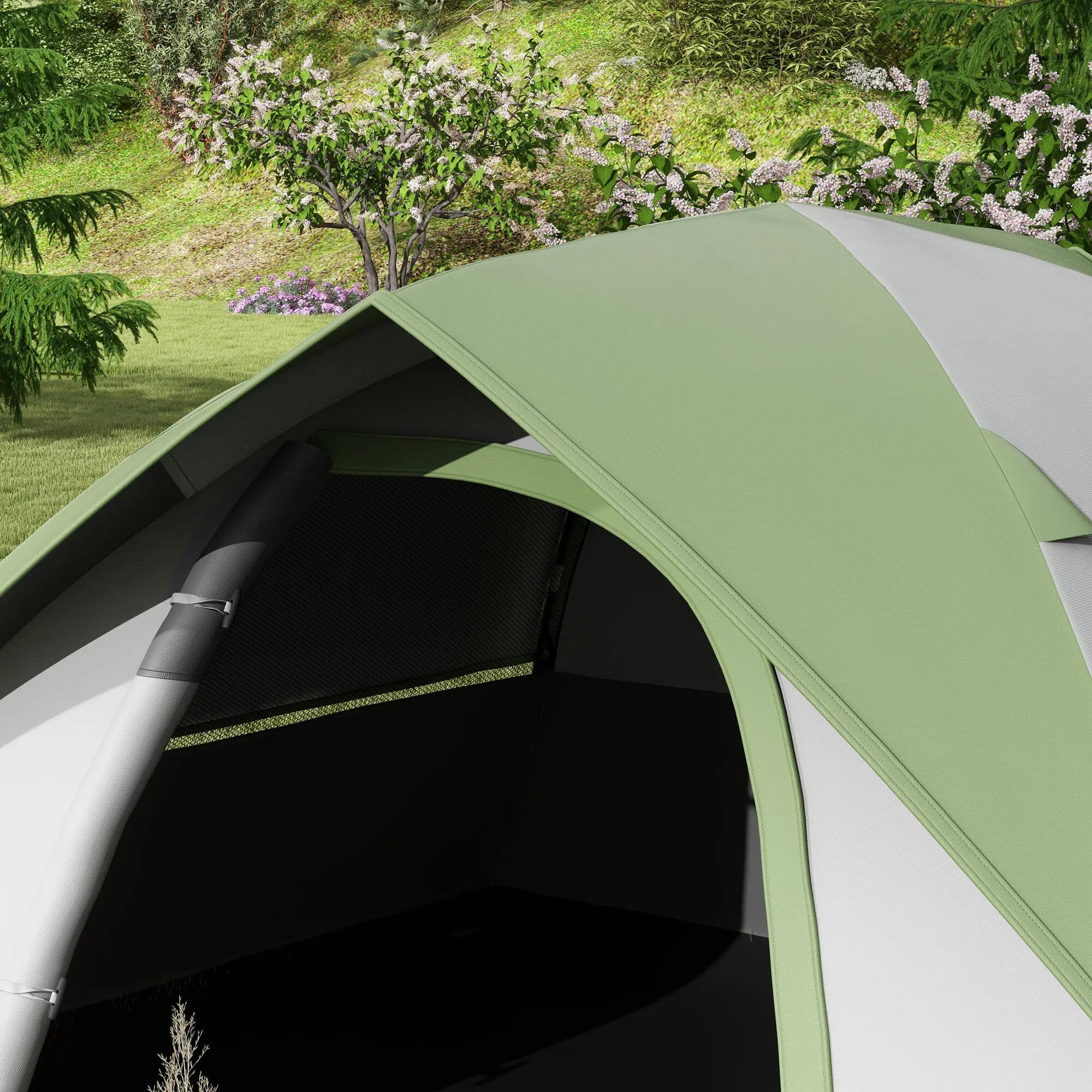 Tenda de campismo 210x150x110 cm  cinza e verde Outsunny 4/7