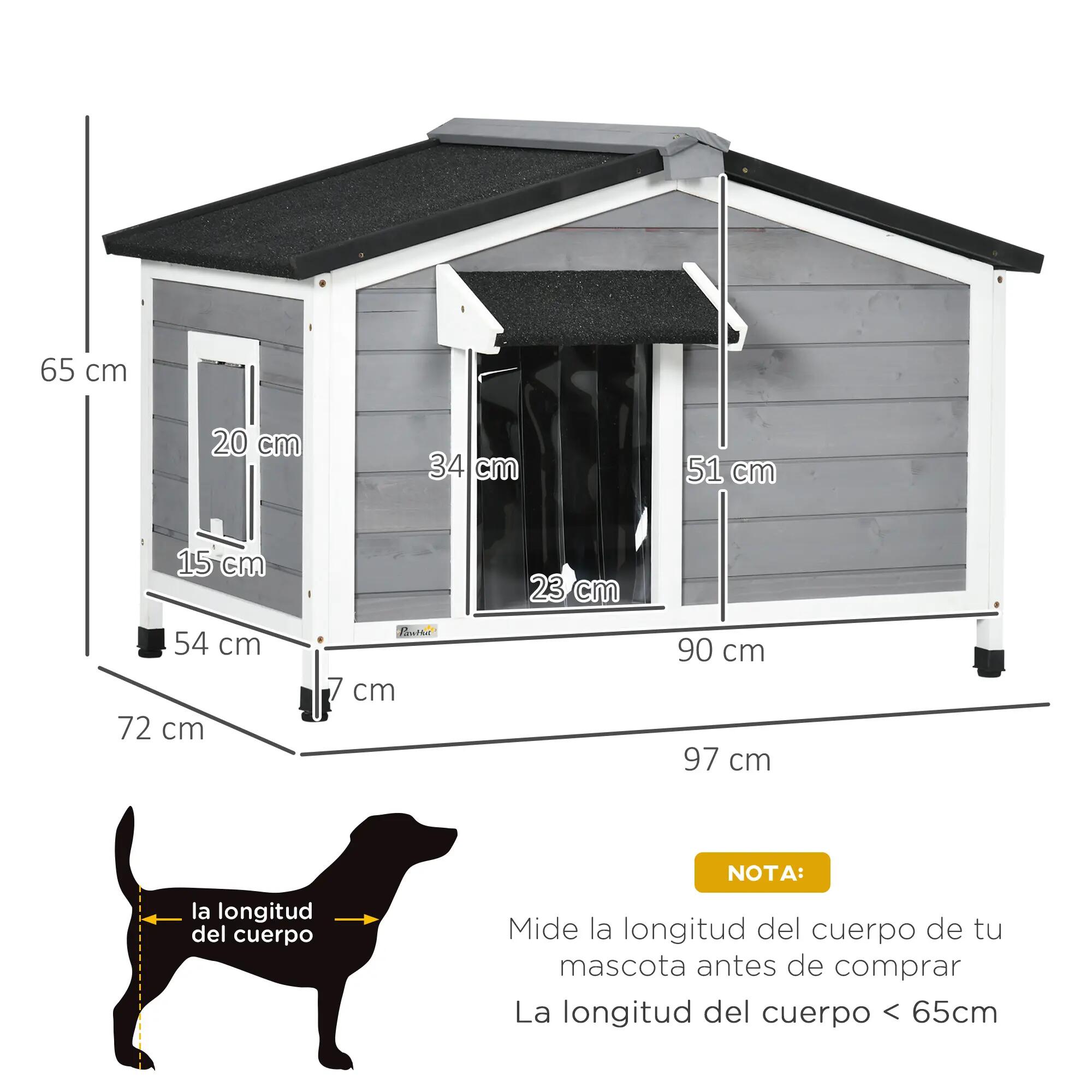 Casa para cães 97x72x65 cm cinzento PawHut 3/7