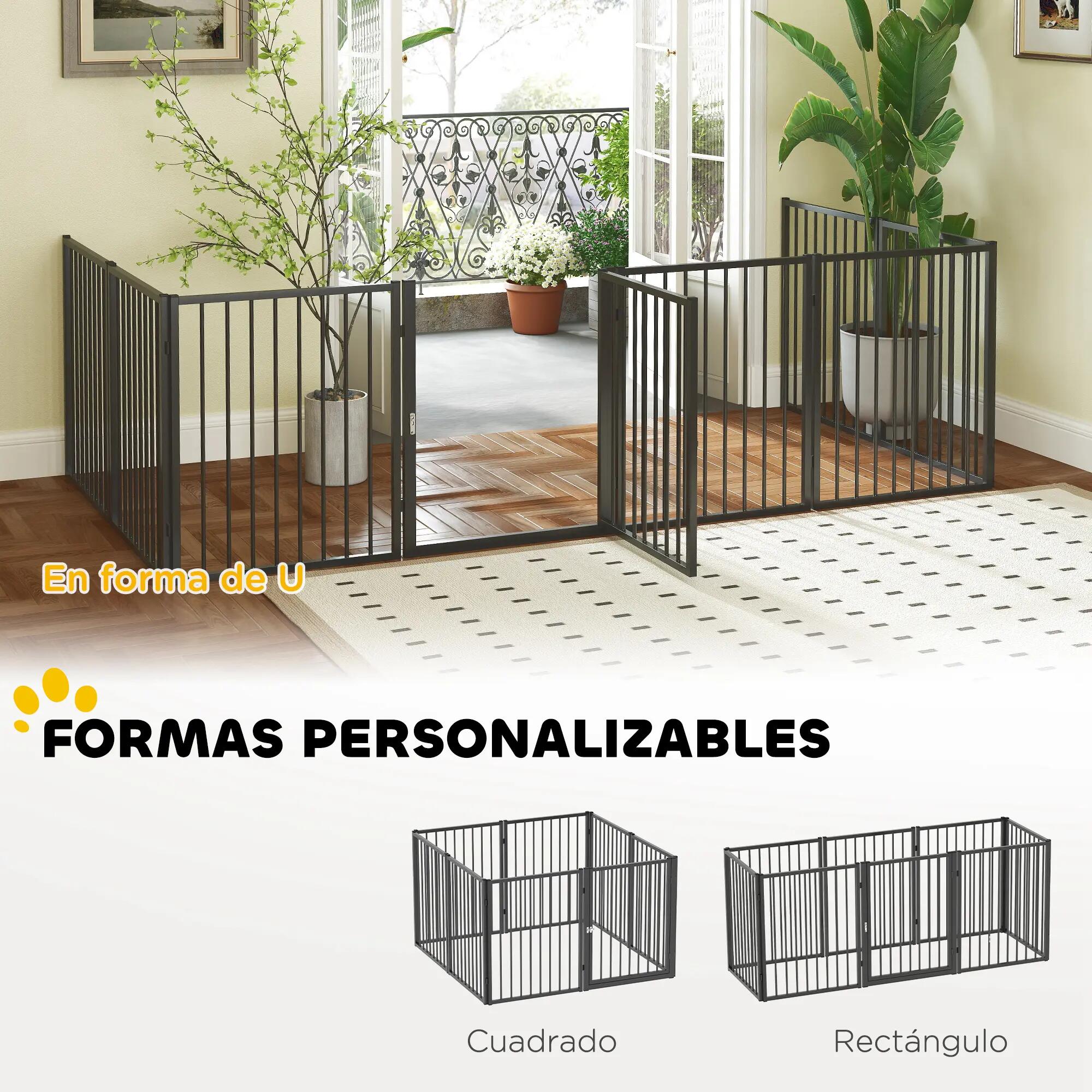 Parque para Perros PawHut 240x120x76 cm Negro 4/10