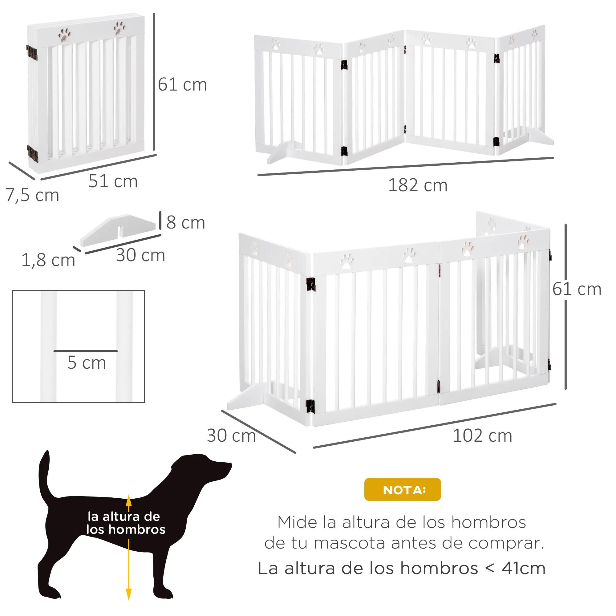 Barreira de Segurança para Cães PawHut 204x30x61 cm Branco 3/7