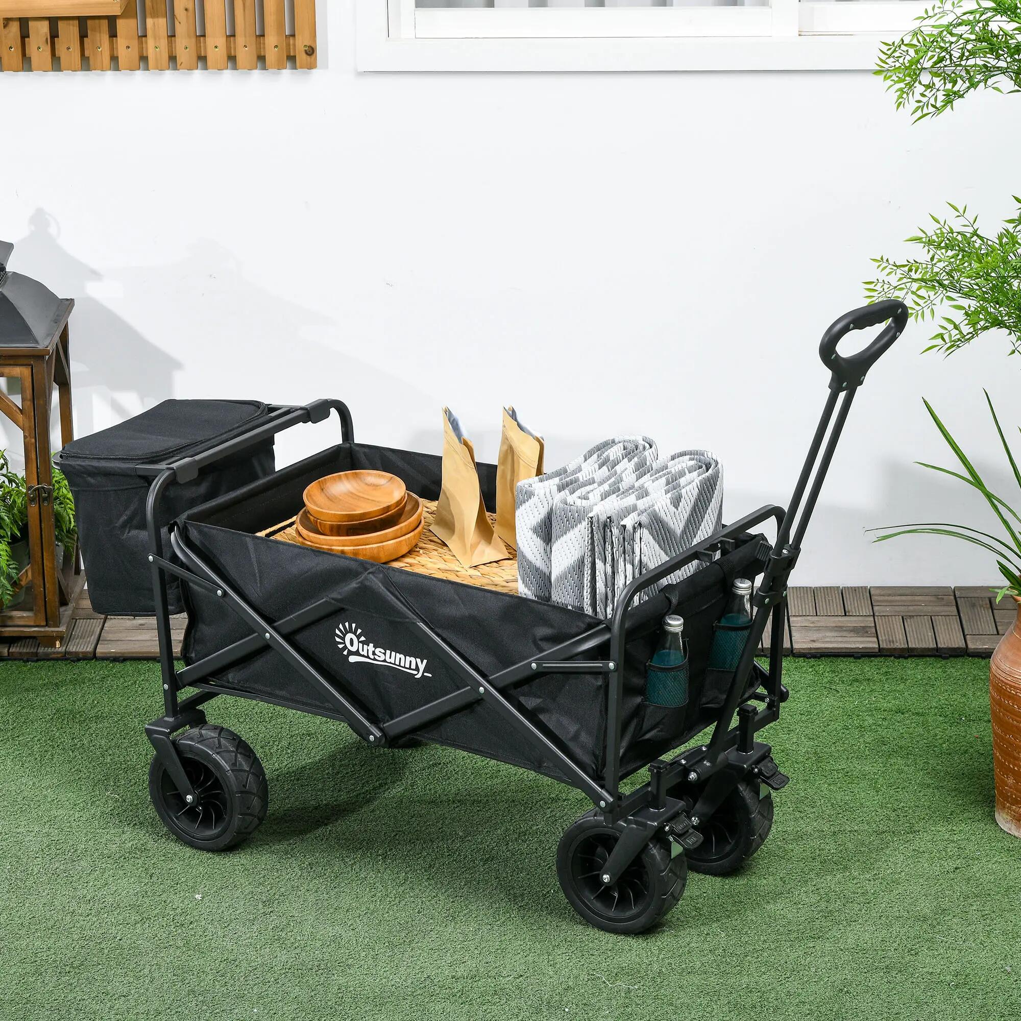 Carrinho de transporte preto Outsunny 2/7