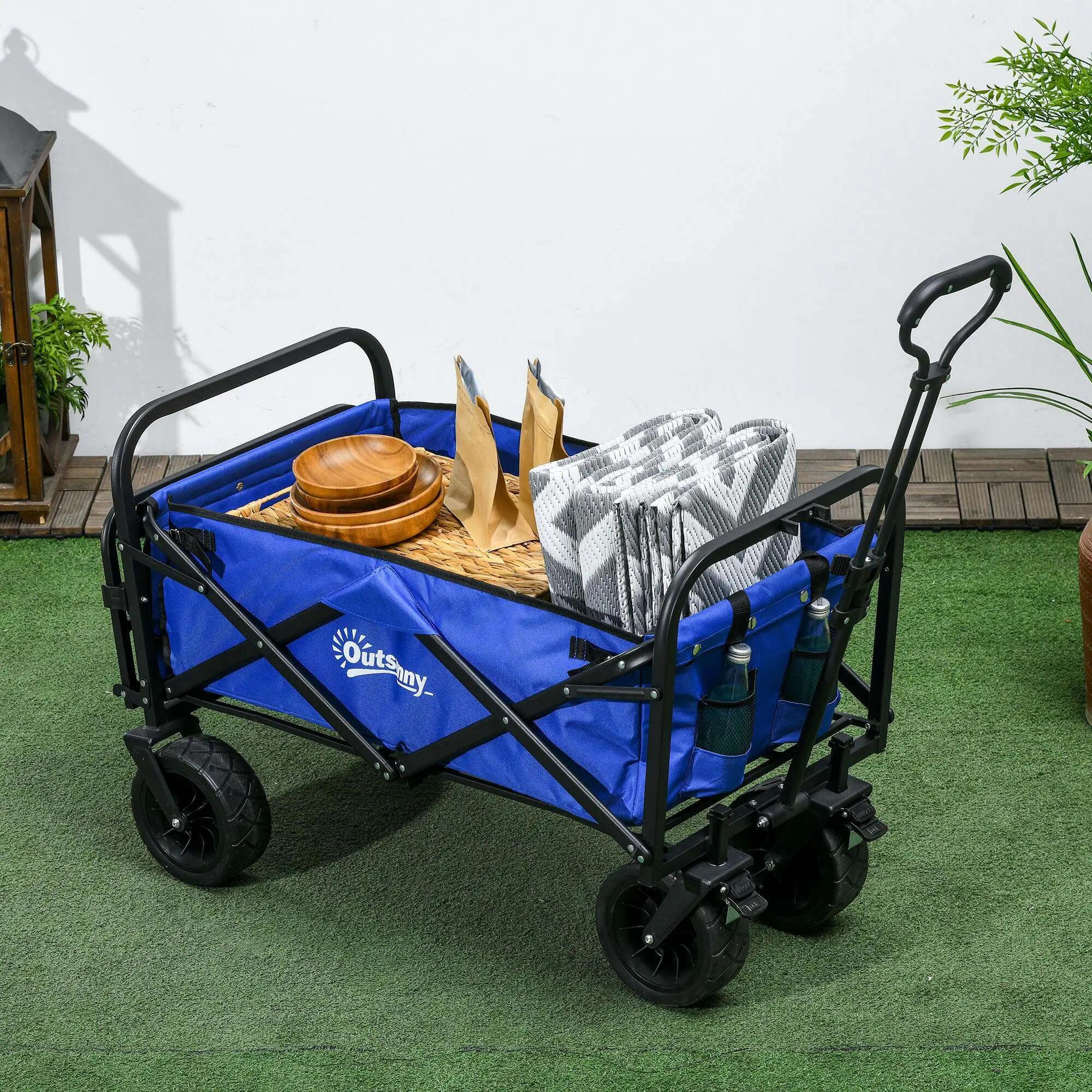 Carrinho de transporte azul Outsunny 4/7