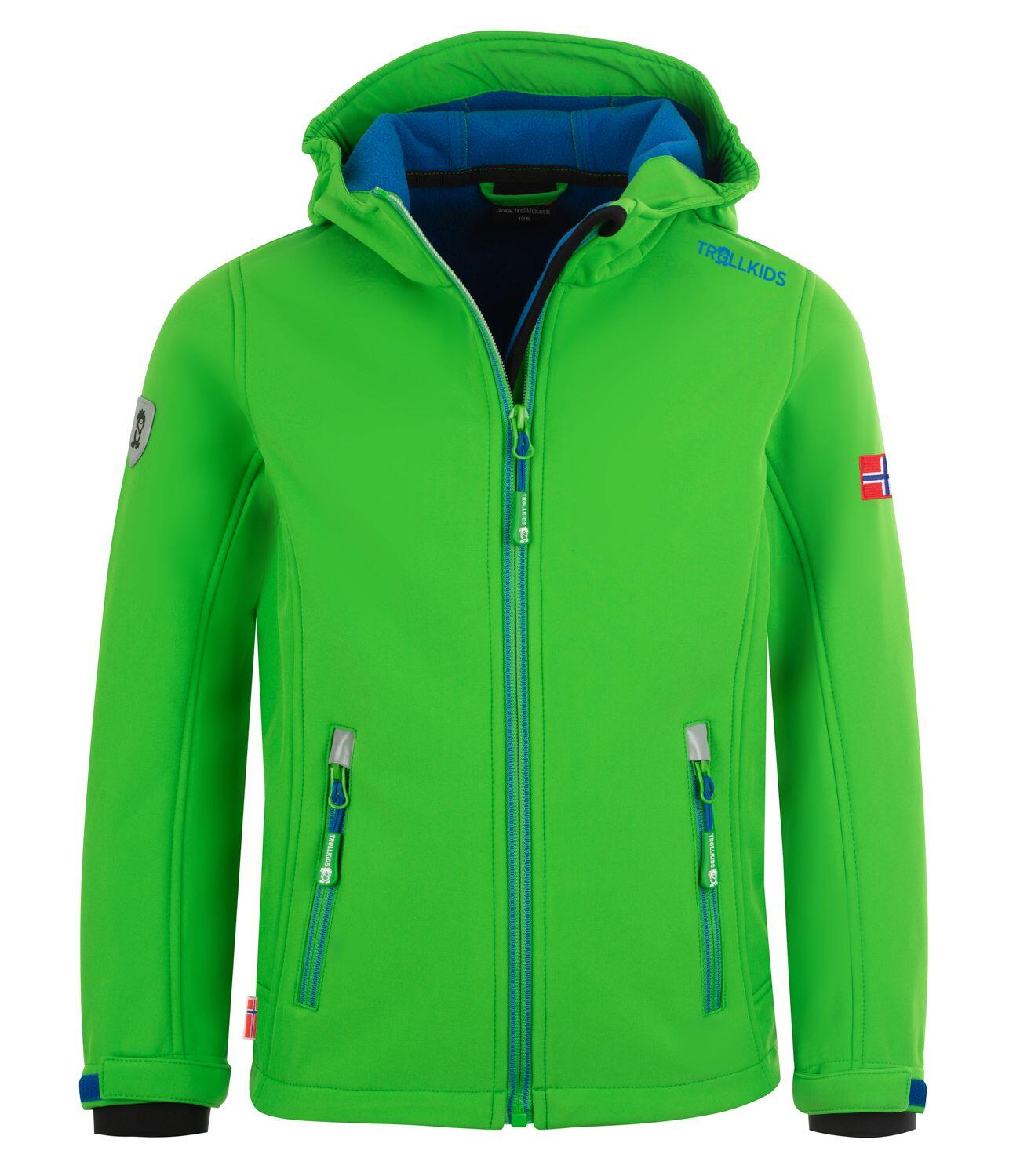 TROLLKIDS Kinder Softshelljacke Trollfjord Wasserabweisend Hellgrün / Mittelblau