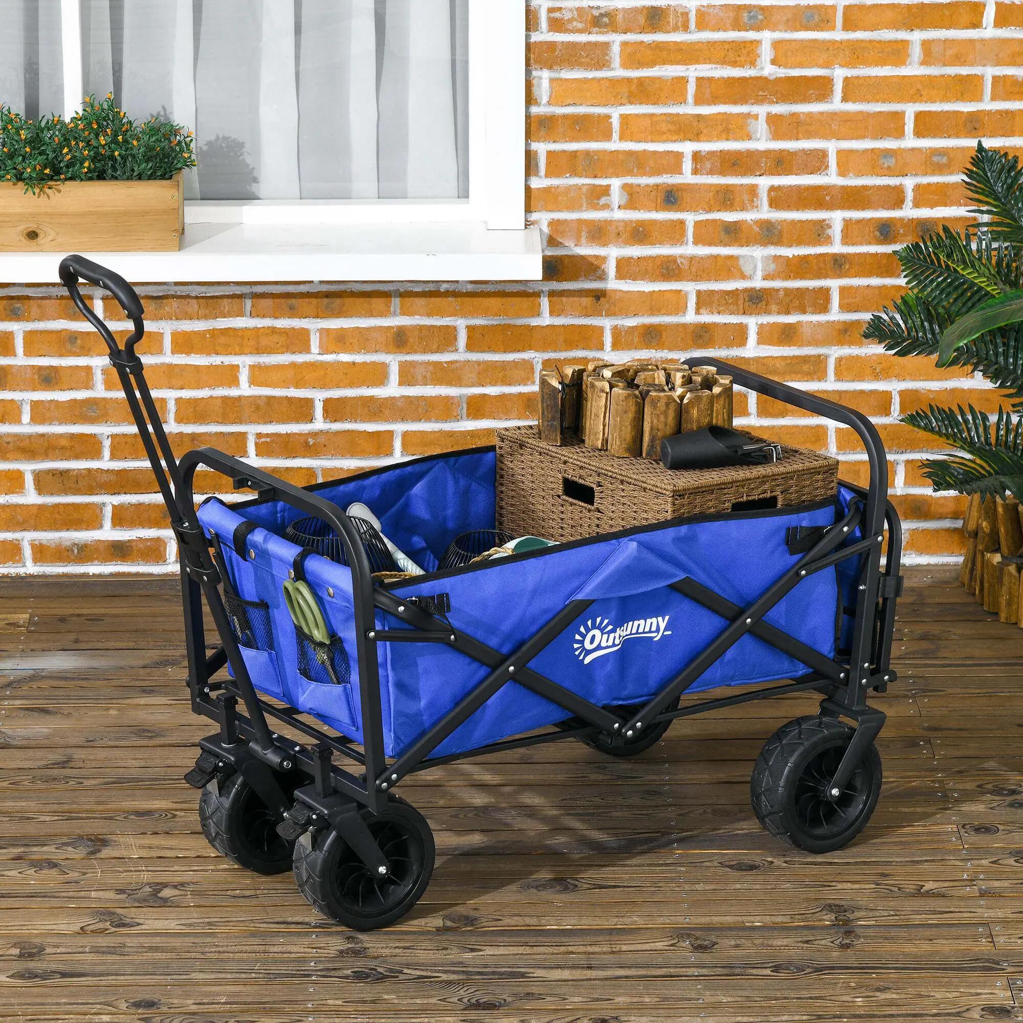Carrinho de transporte azul Outsunny 2/7