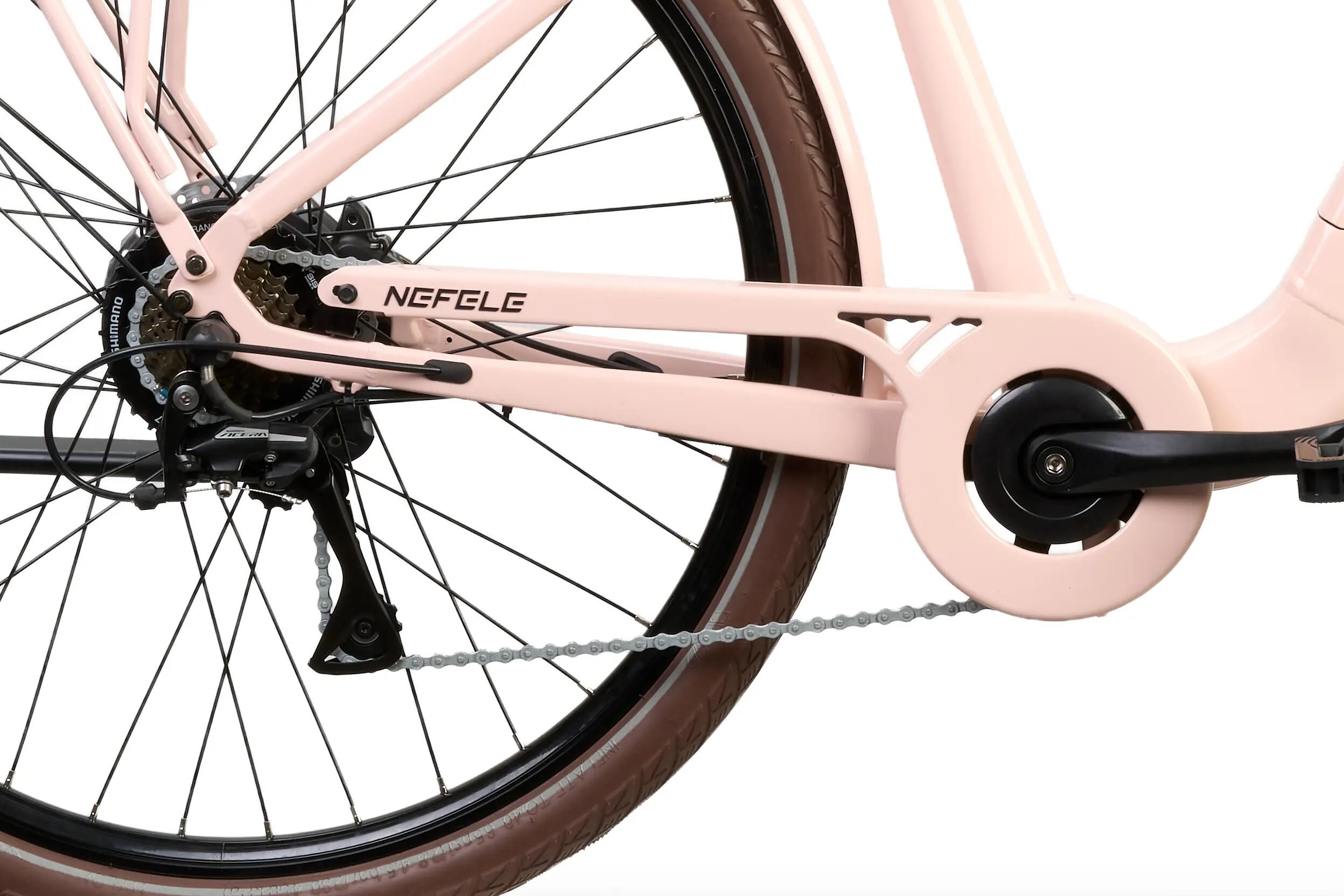 Rower Elektryczny Miejski NEFELE 28" LCD Silnik 250W 45Nm Bateria 36V 15Ah PINK 5/8