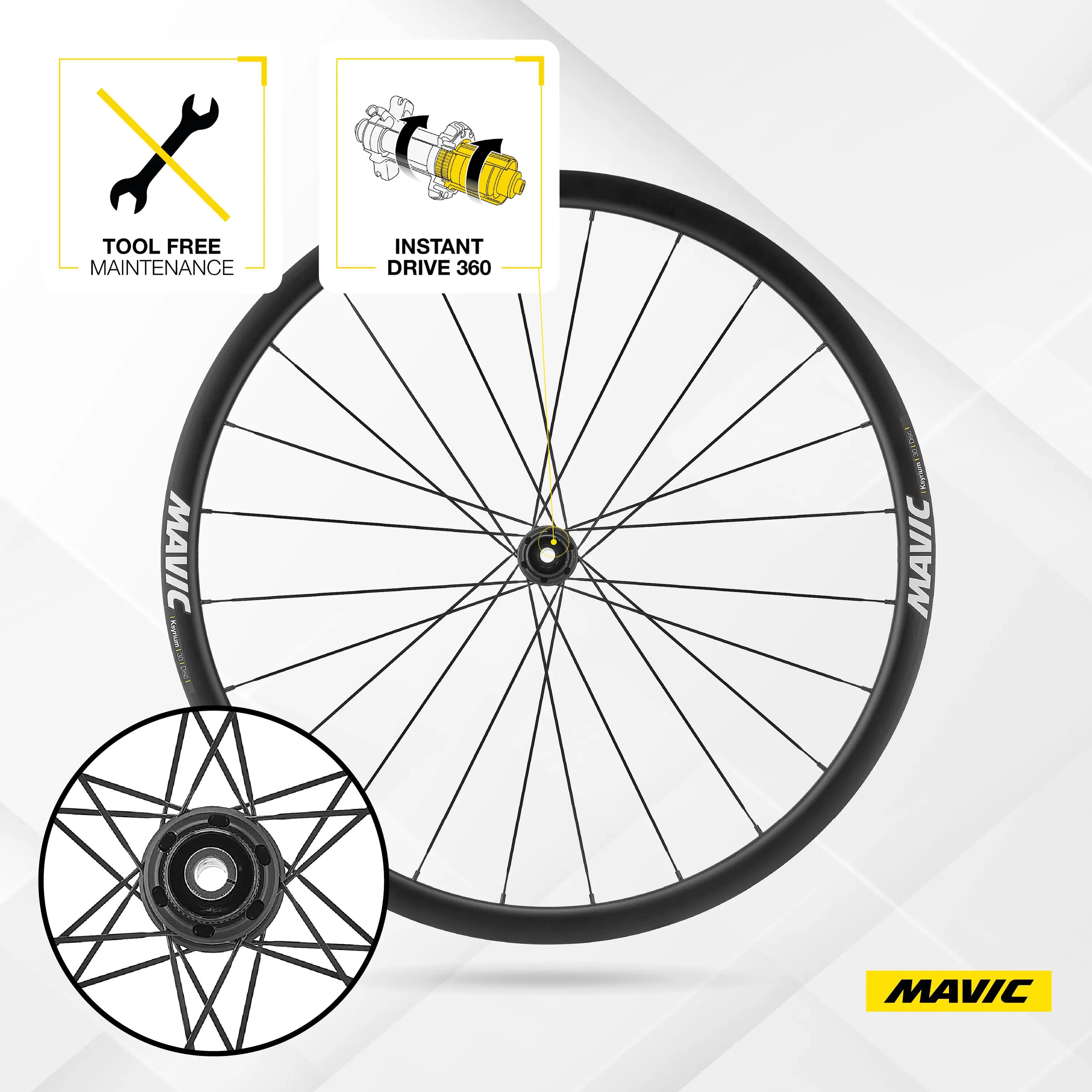 Roues vélo route KSYRIUM 30 aluminium disc tubeless fiables polyvalentes 2/7
