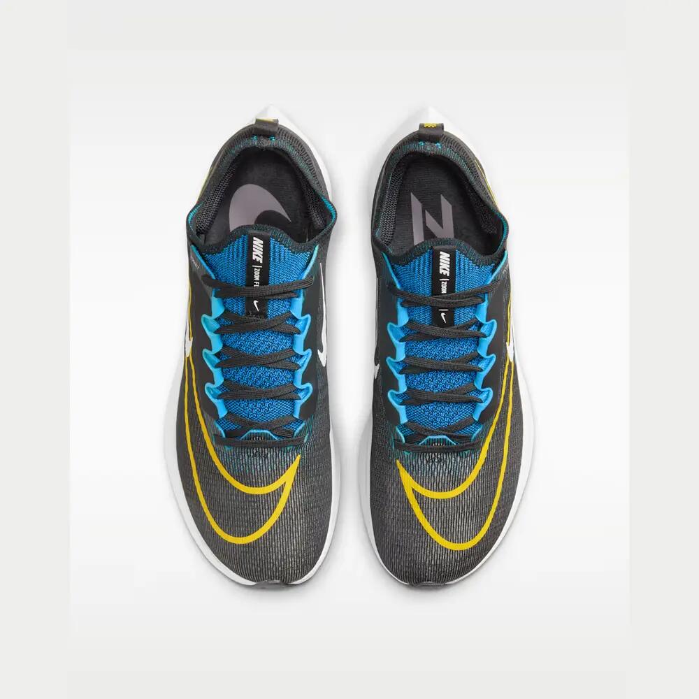 Men - Running - Shoes - Lightweight, Reactive - Zoom Fly 4 - Black/Grey/Chlorine 4/7