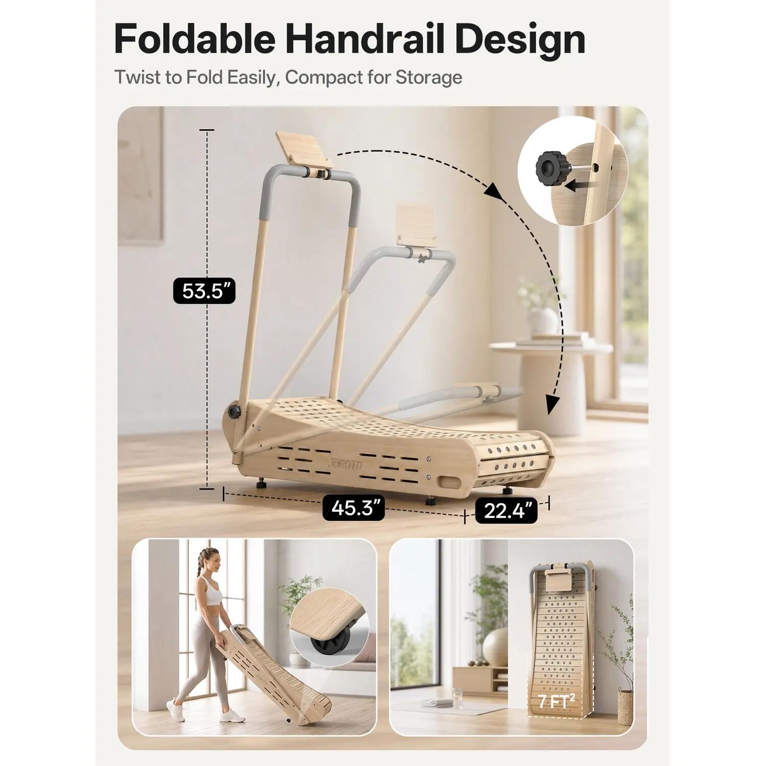 F50 Office Walker Tapis de marche bois sans moteur | Pliable | 150 kg 4/9