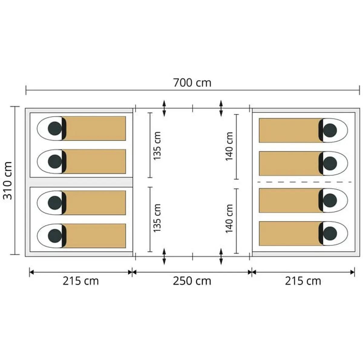Namiot kempinowy tunelowy Montana 8 Sleeper, 8-osobowy, 3-4 sypialnie, zielony 10/15
