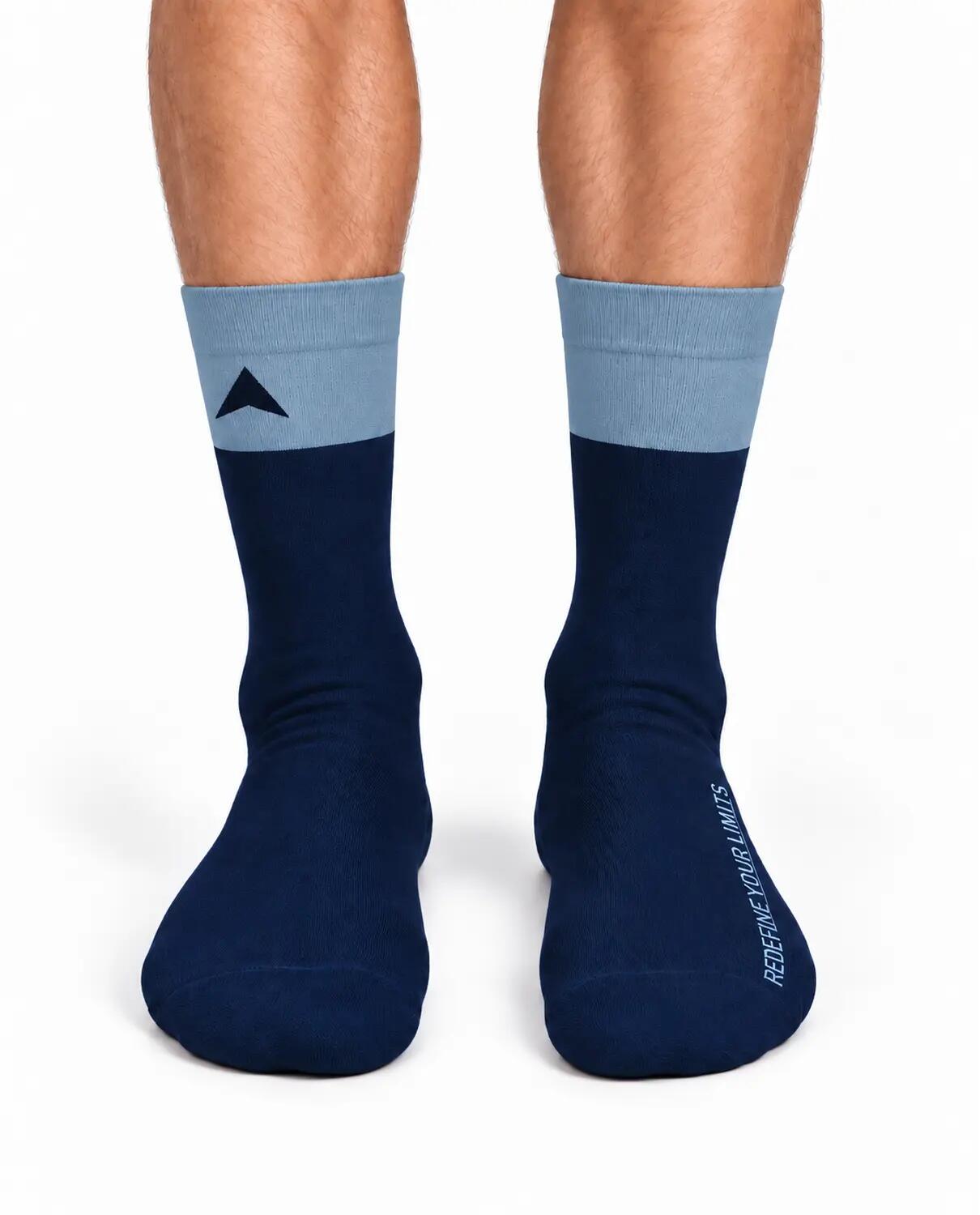 PIPPO Chaussettes de cyclisme en mérinos bleues – Chaussettes respirantes en lai 2/3