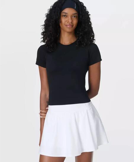 Sweaty Betty Athlete Crop Seamless Workout T-Shirt T-shirt ZWART L