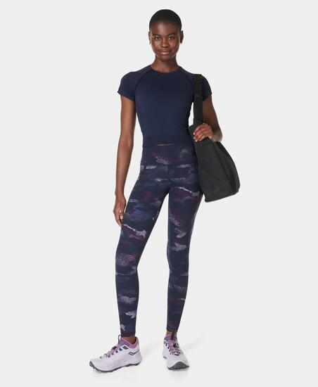 Sweaty Betty Athlete Crop Seamless Workout T-shirt T-shirt DONKERBLAUW XS