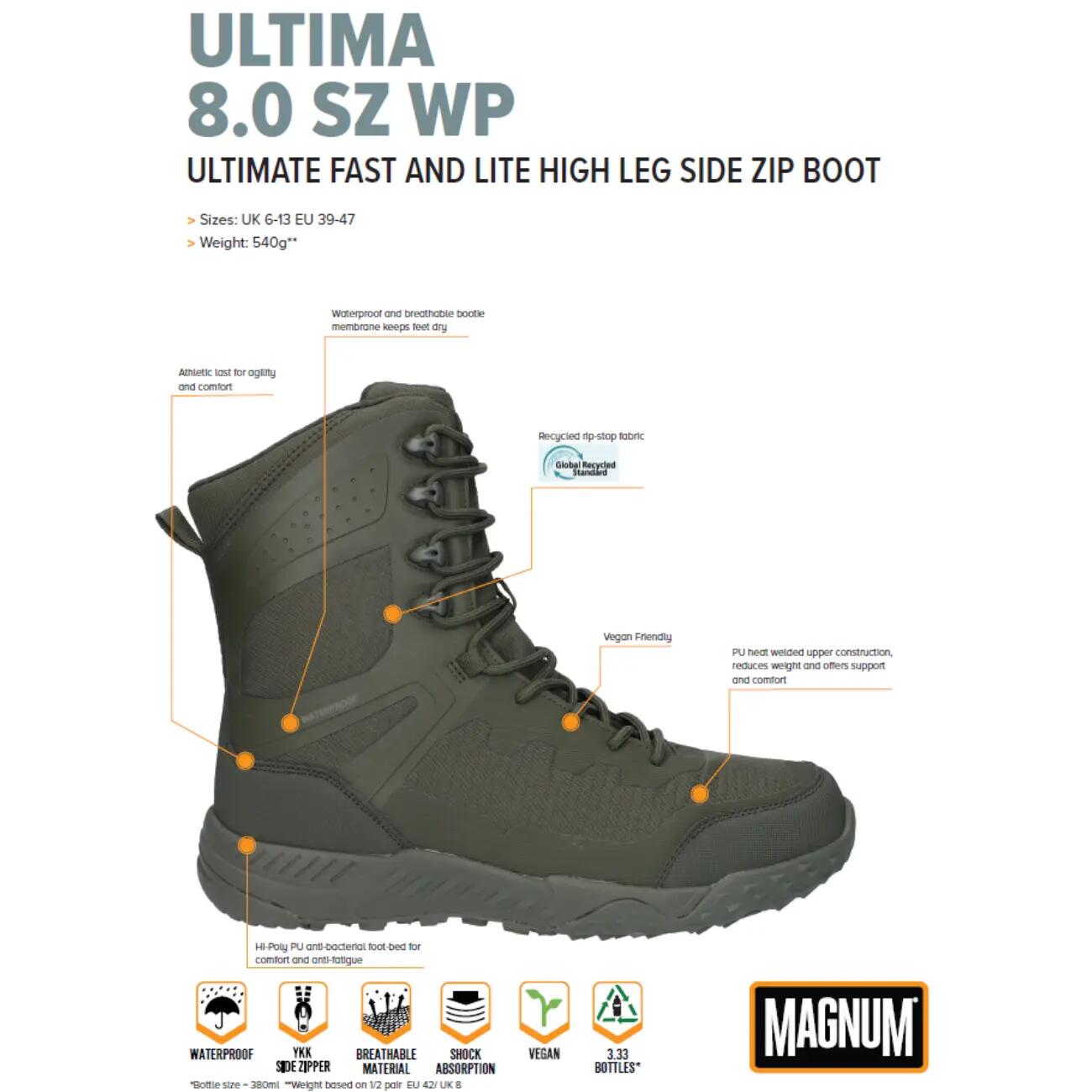 MAGNUM Chaussures d'uniforme homme -Ultima 8.0 - Impermeable - Vert 7/7