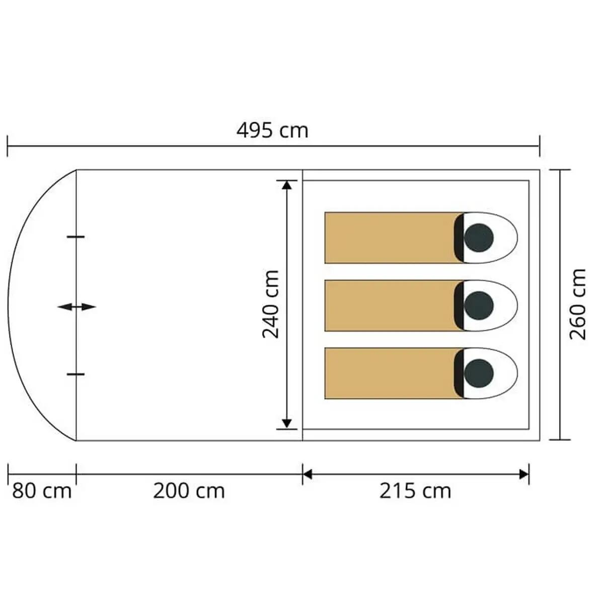 Tunnelzelt Egersund 3 Sleeper Protect - Camping Zelt für 3 Personen 10/15