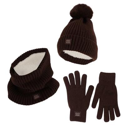 Dames winter thermo set - muts + handschoenen + nekwarmer - roze