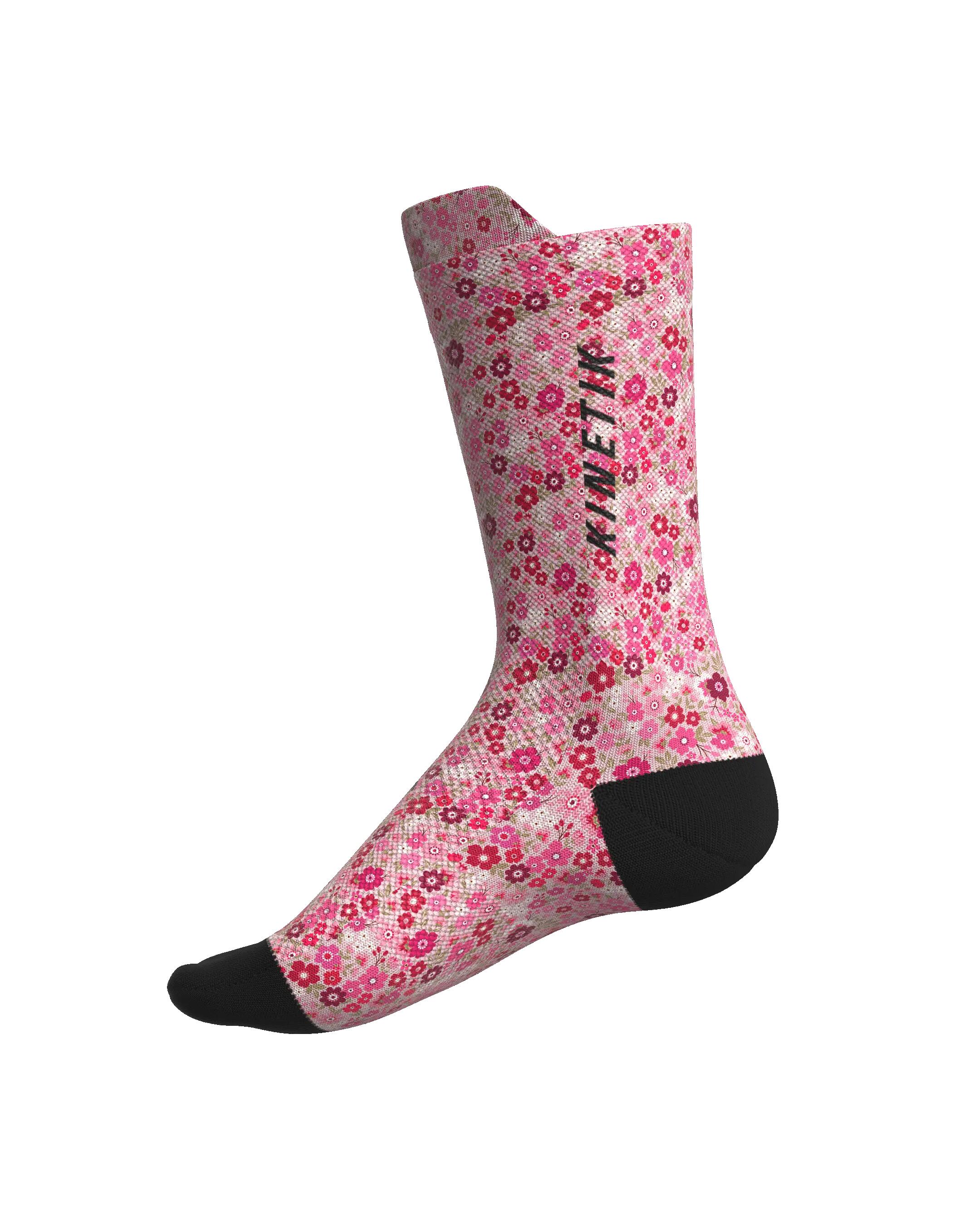 CHAUSSETTE DE TRAIL RUNNING FULLKROSS FLORAL MELLOW ROSE 7/7