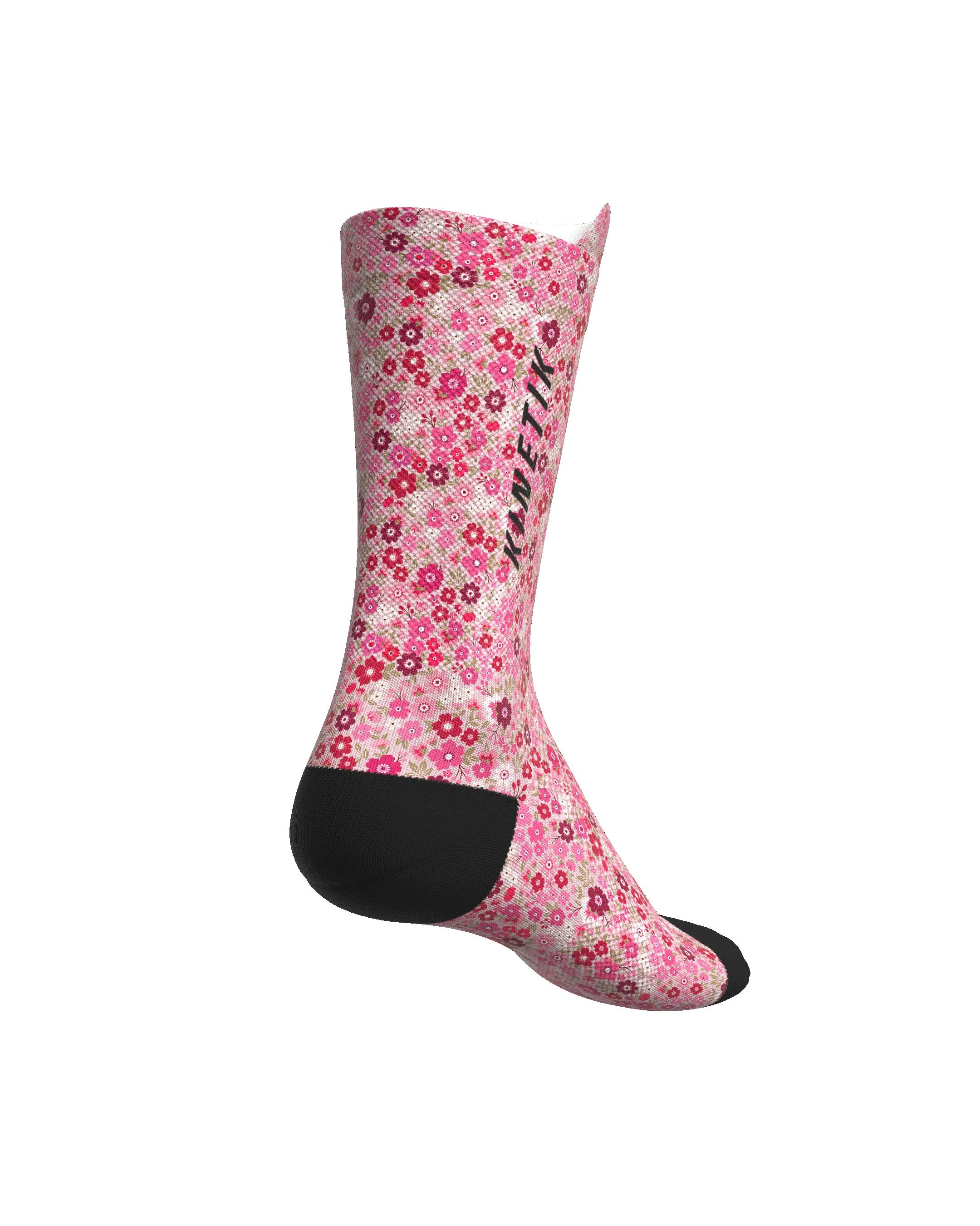 CHAUSSETTE DE TRAIL RUNNING FULLKROSS FLORAL MELLOW ROSE 4/7