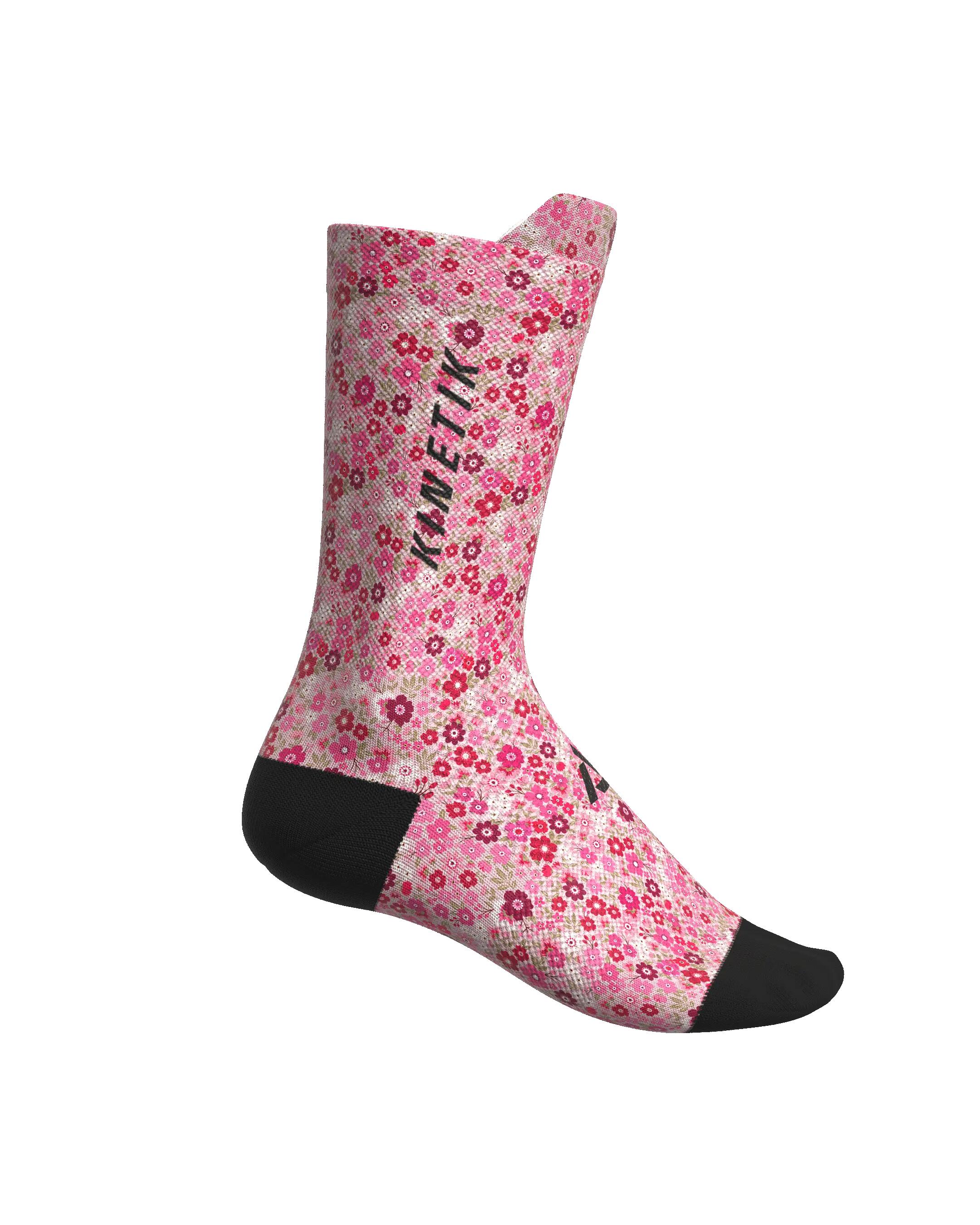 CHAUSSETTE DE TRAIL RUNNING FULLKROSS FLORAL MELLOW ROSE 3/7