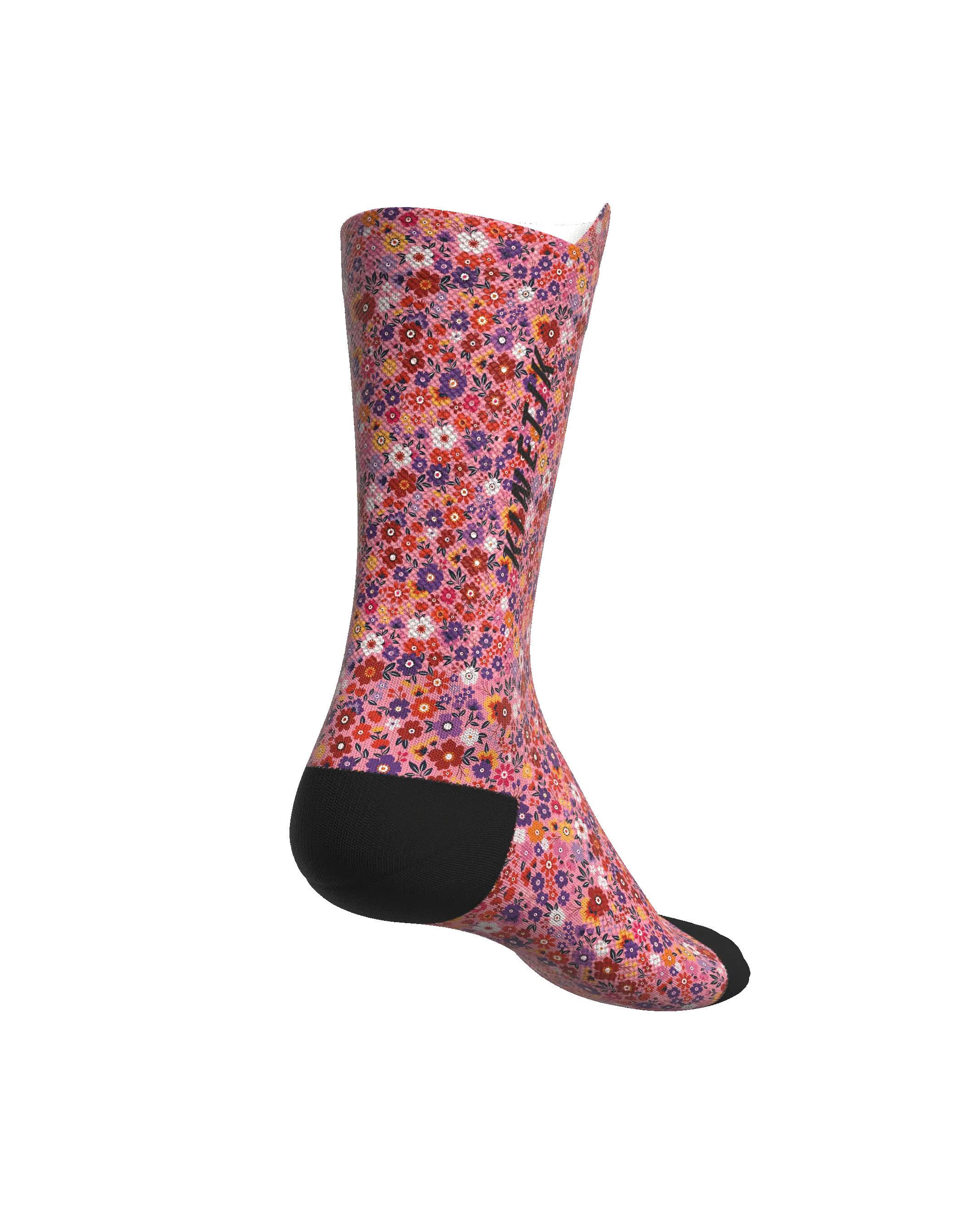 CHAUSSETTE DE TRAIL RUNNING FULLKROSS FLORAL CHERRY 4/7