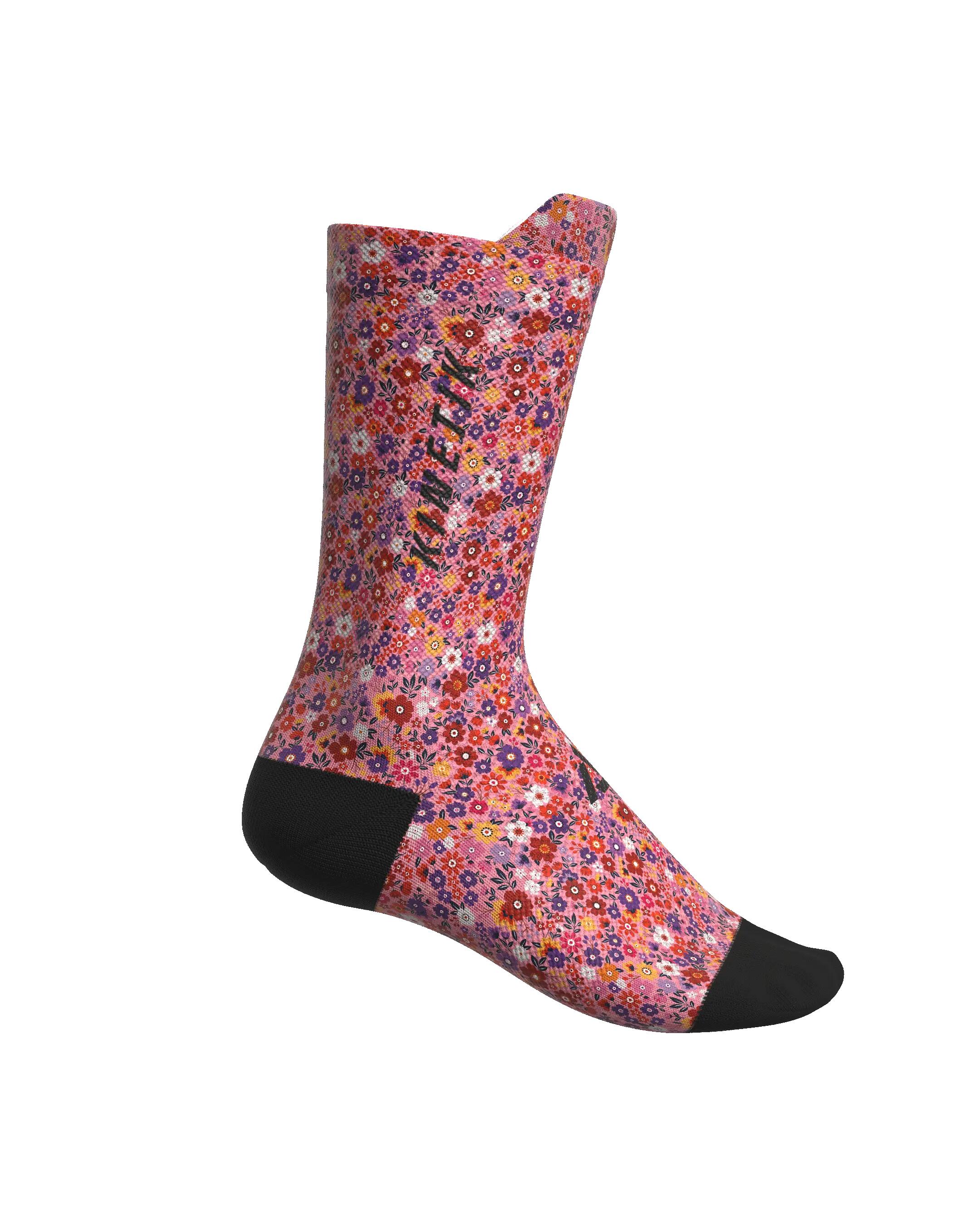 CHAUSSETTE DE TRAIL RUNNING FULLKROSS FLORAL CHERRY 3/7