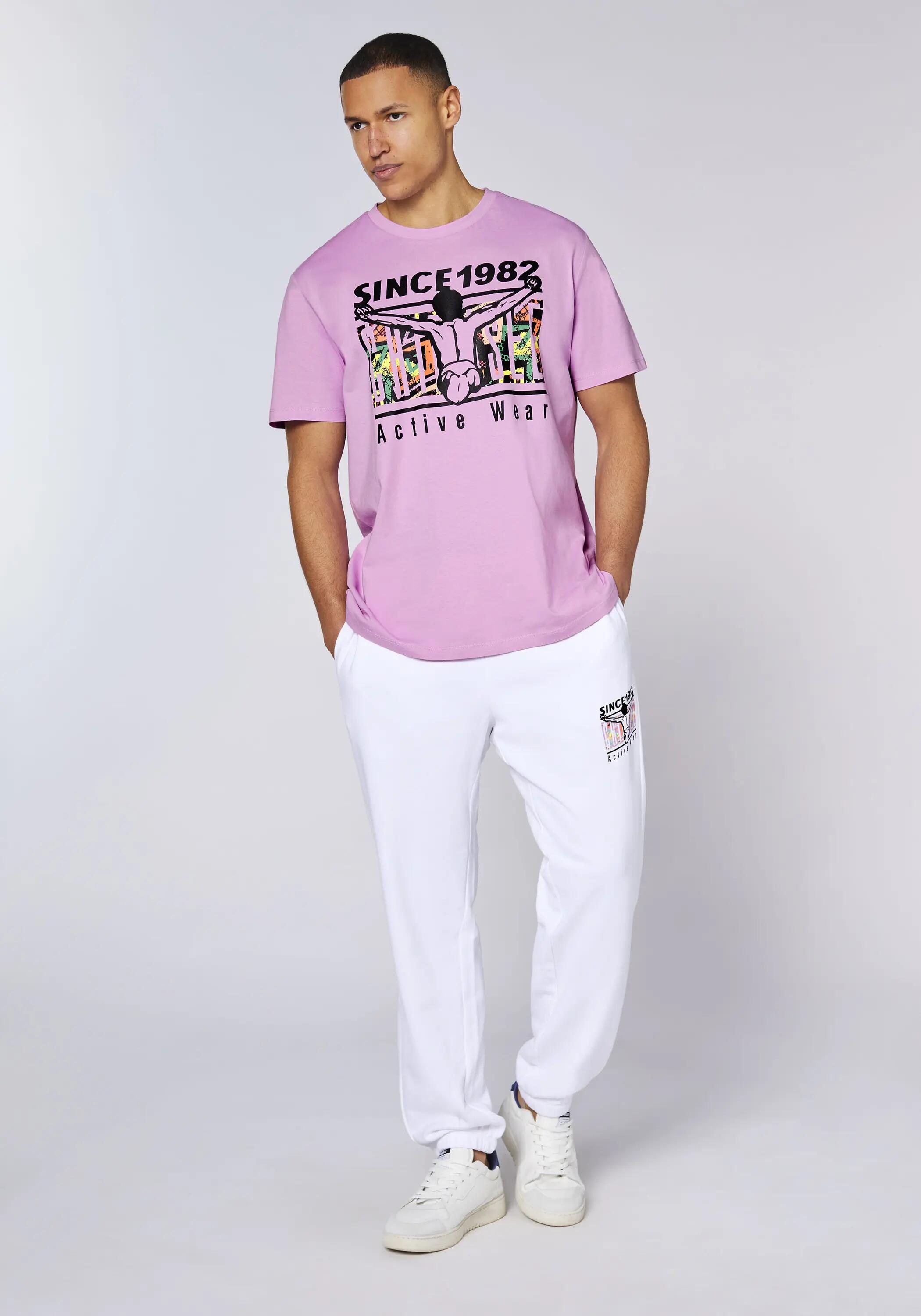 Sweathose mit Retro Print und elastischem Beinabschluss 5/7