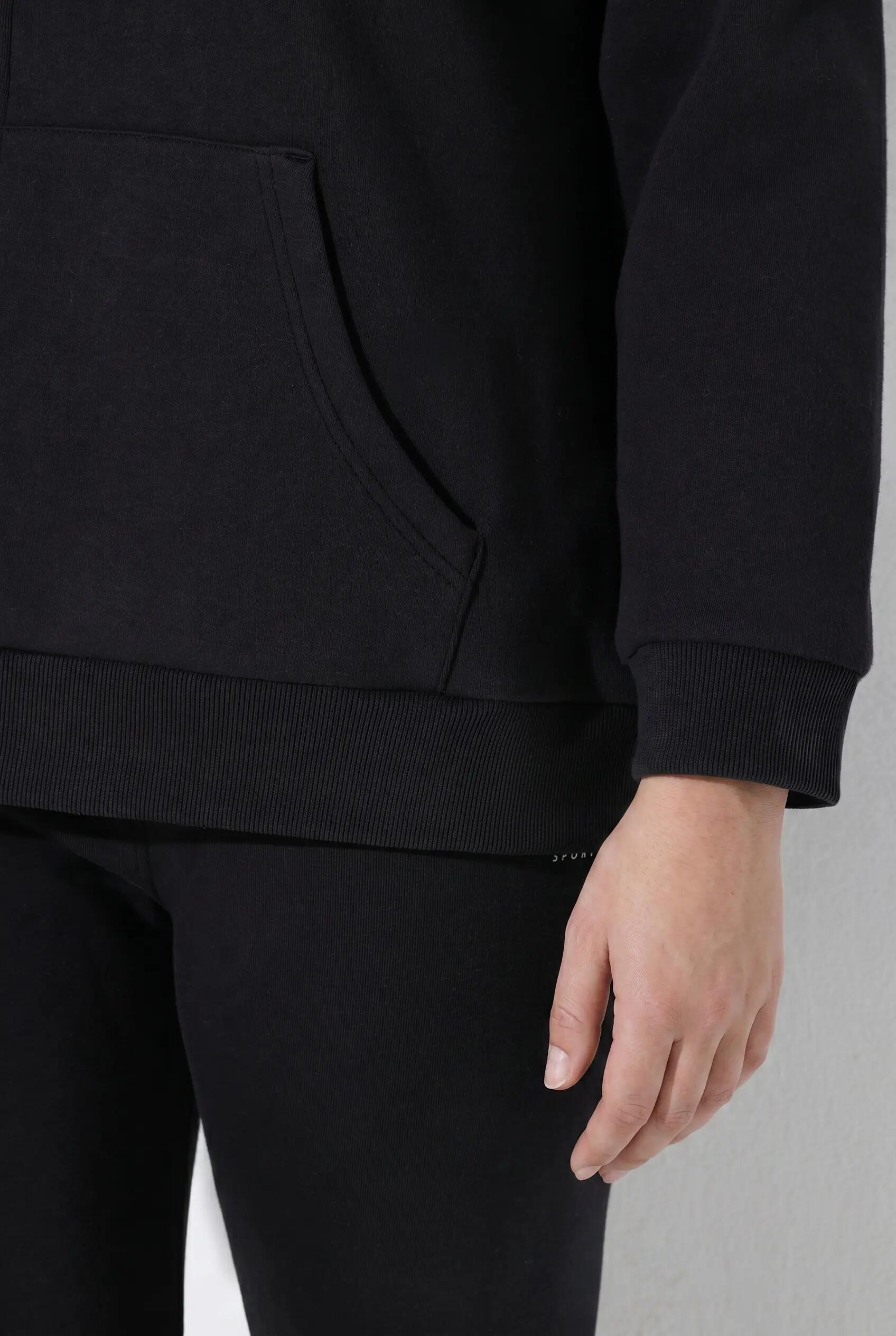 Dames Sweatjasje voering van imitatiebont capuchon lange mouwen 4/8