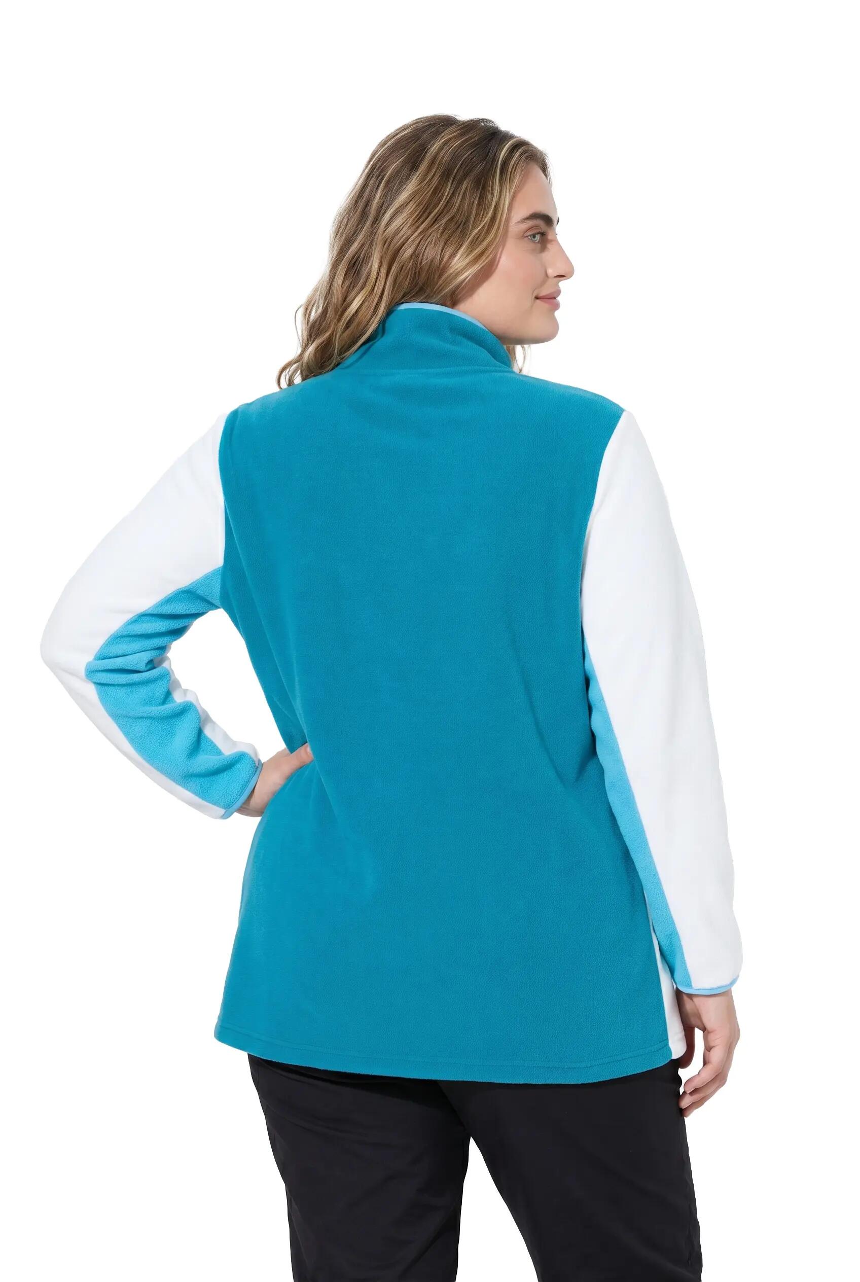 Dames Fleece-troyer colorblocking troyerkraag lange mouwen 3/9