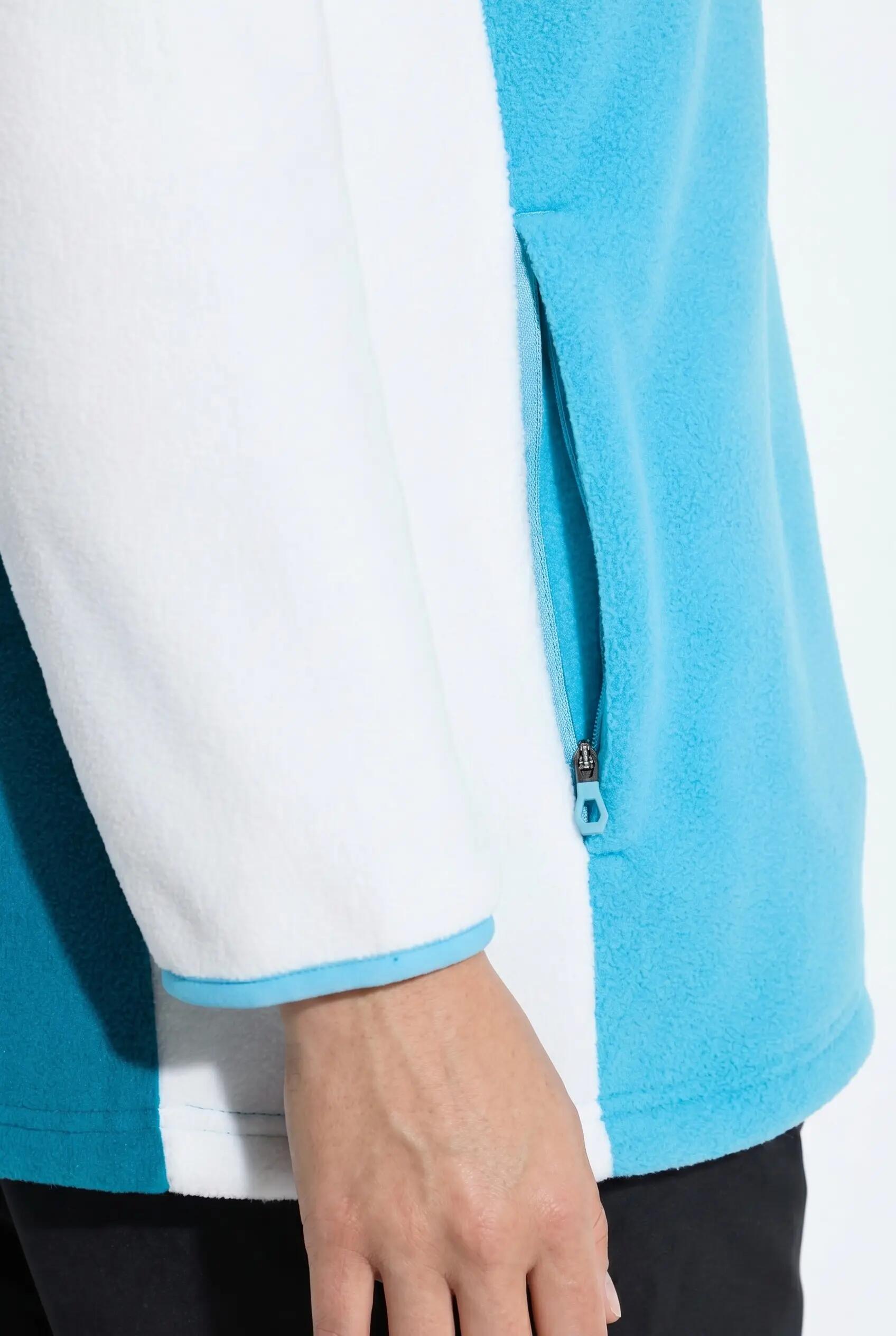 Dames Fleece-troyer colorblocking troyerkraag lange mouwen 6/9