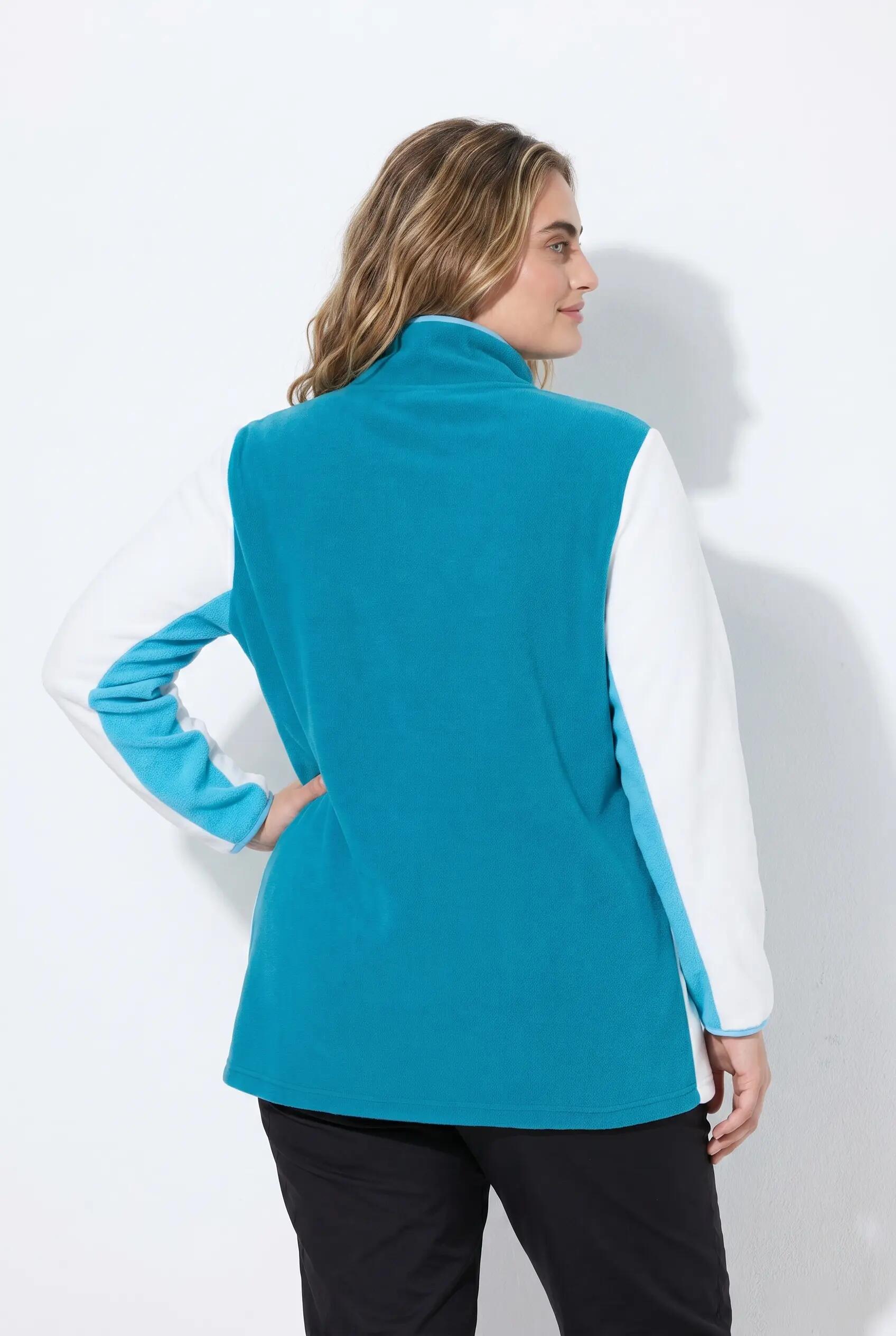 Dames Fleece-troyer colorblocking troyerkraag lange mouwen 4/9