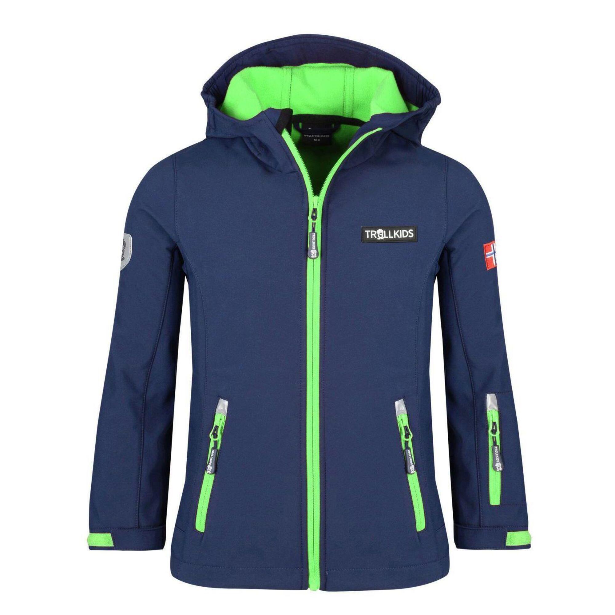 TROLLKIDS Kinder Softshell Jacke Oslofjord Wasserabweisend Marineblau / Hellgrün