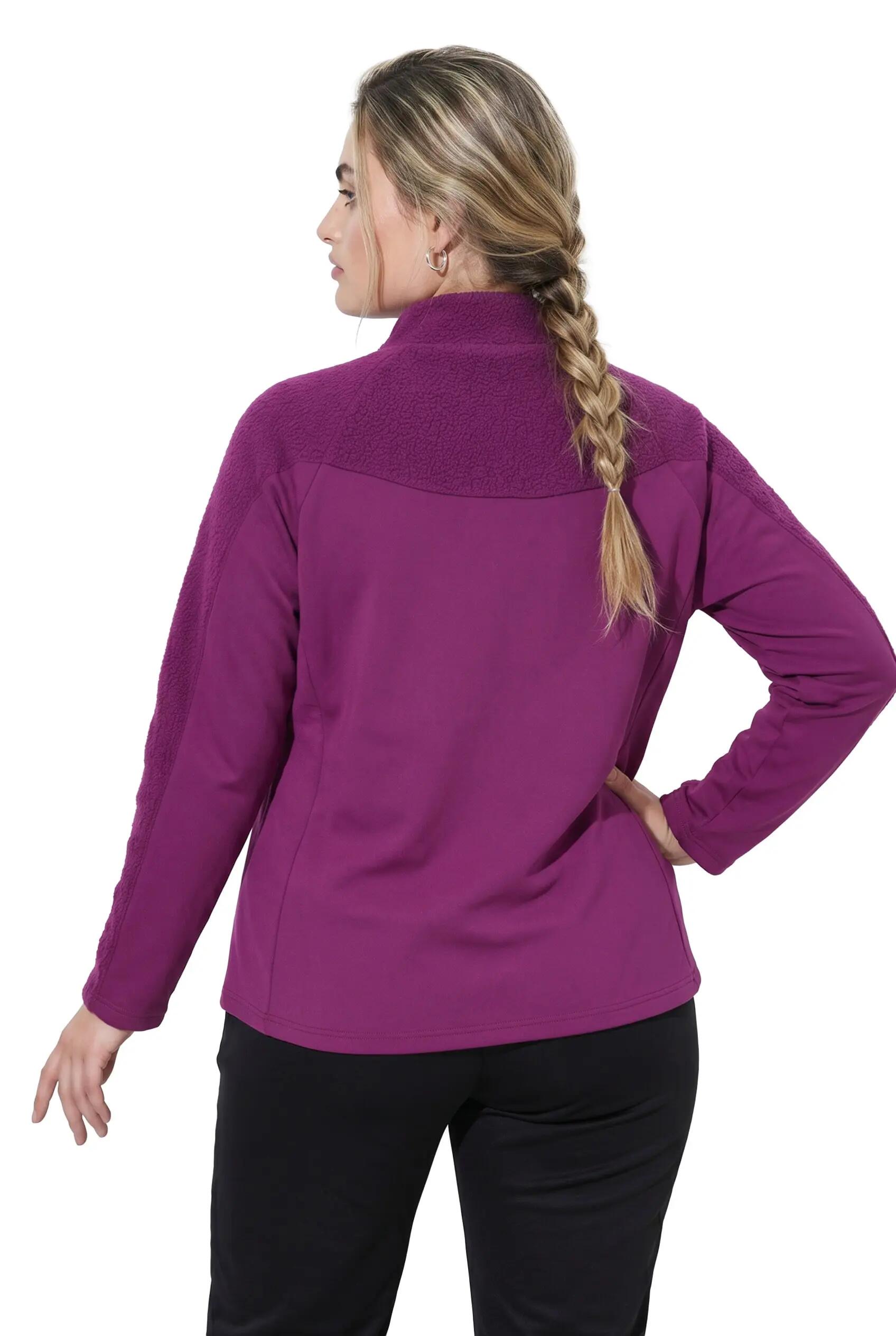 Dames Sweatshirt teddyfleece opstaande kraag lange mouwen duimgaten 8/8